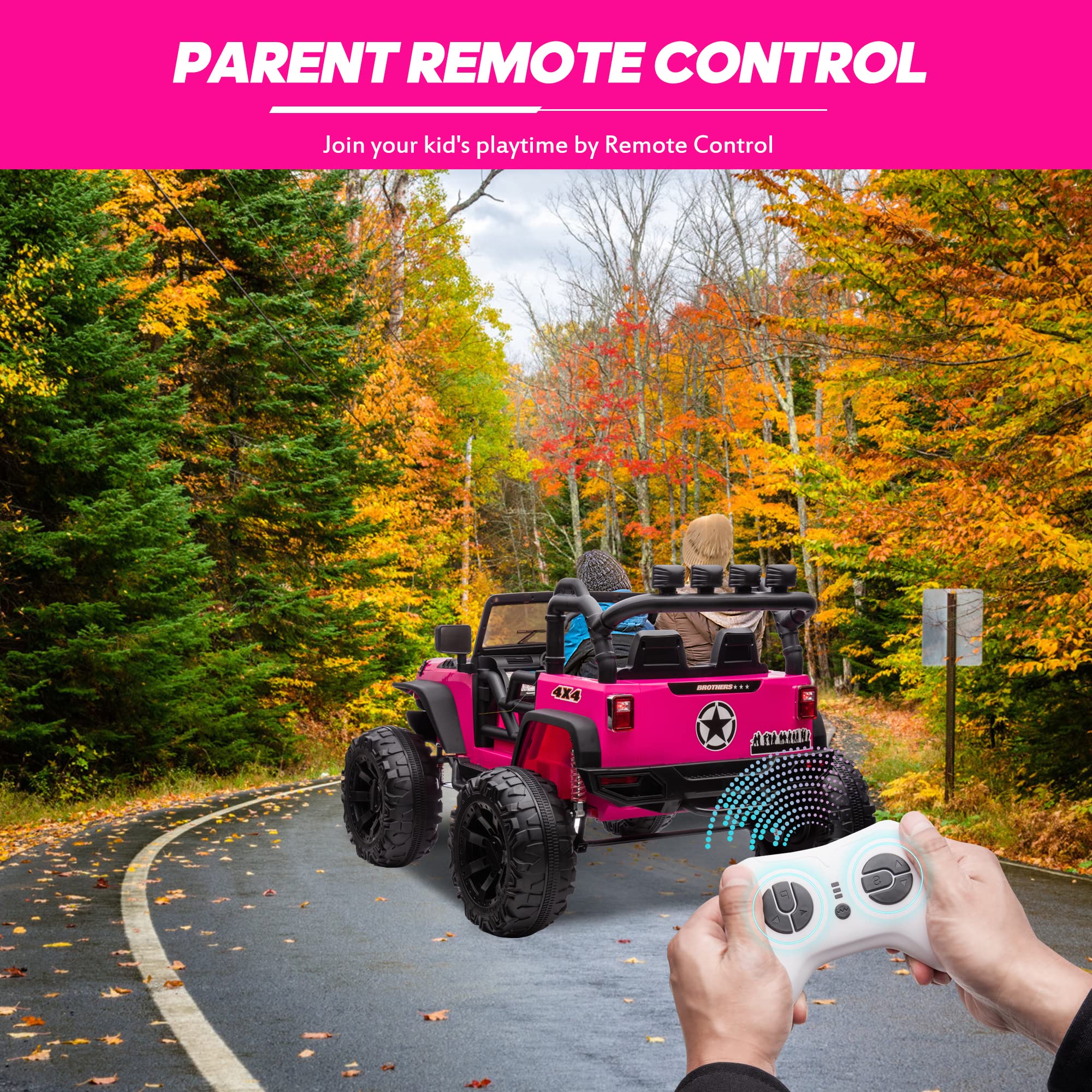 24V Kids Ride on Truck 2 Seater - Electric Toy Car with Parent Remote Control for Boys & Girls | Outdoor Play, Birthday Gift, Backyard Fun