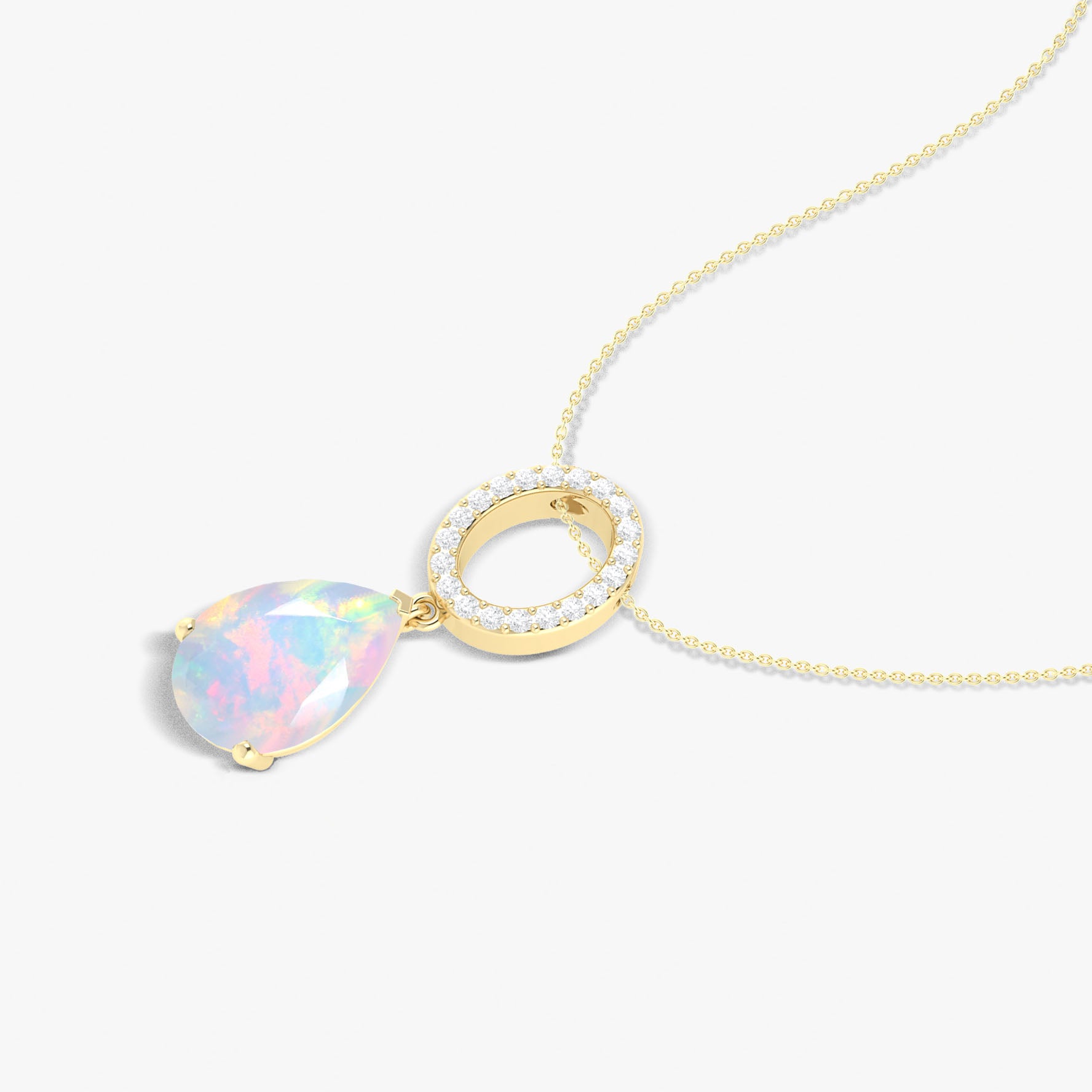 Natural White Opal Pear Stone Drop Pendant Necklace - Elegant Dainty Jewelry for Women, Perfect for Everyday Wear, Parties & Special Occasions