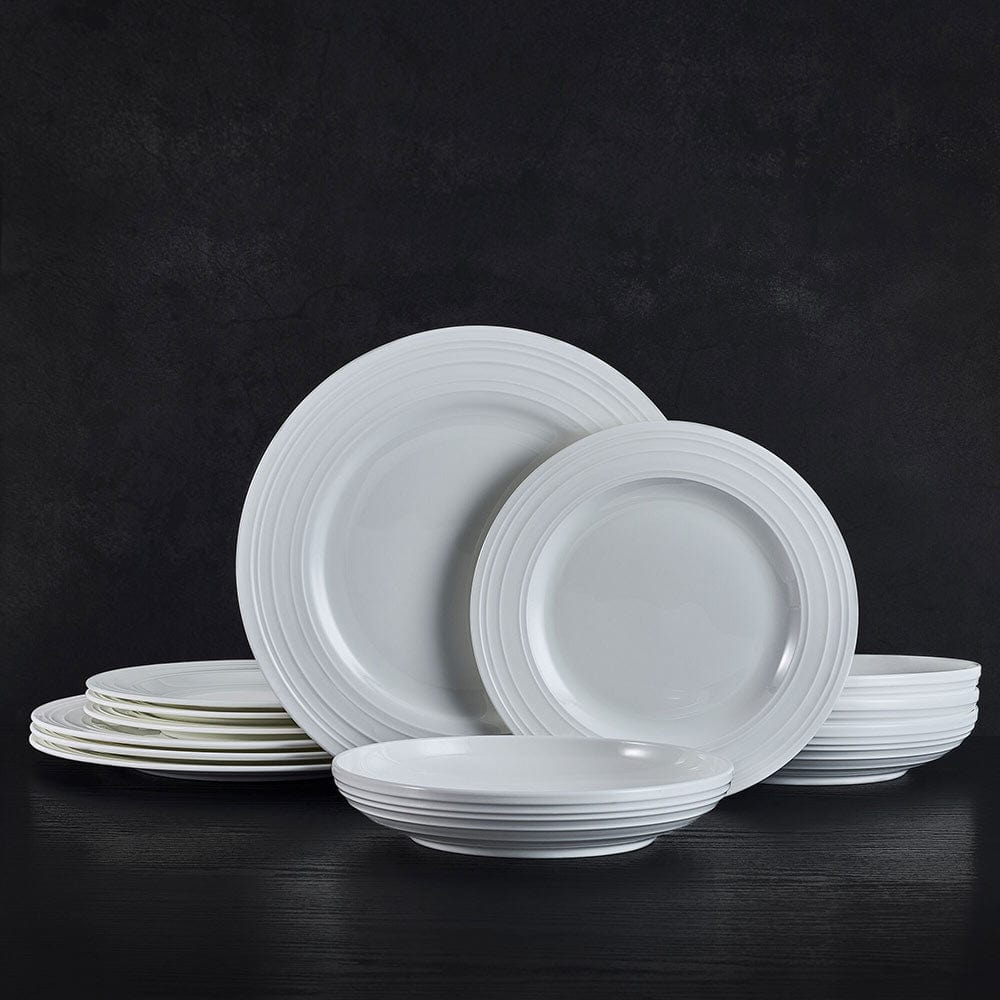Swirl Bone 12-Piece Dinnerware Set with Pasta Bowls - Service for 4 - Elegant Tableware for Family Dinners & Entertaining Guests