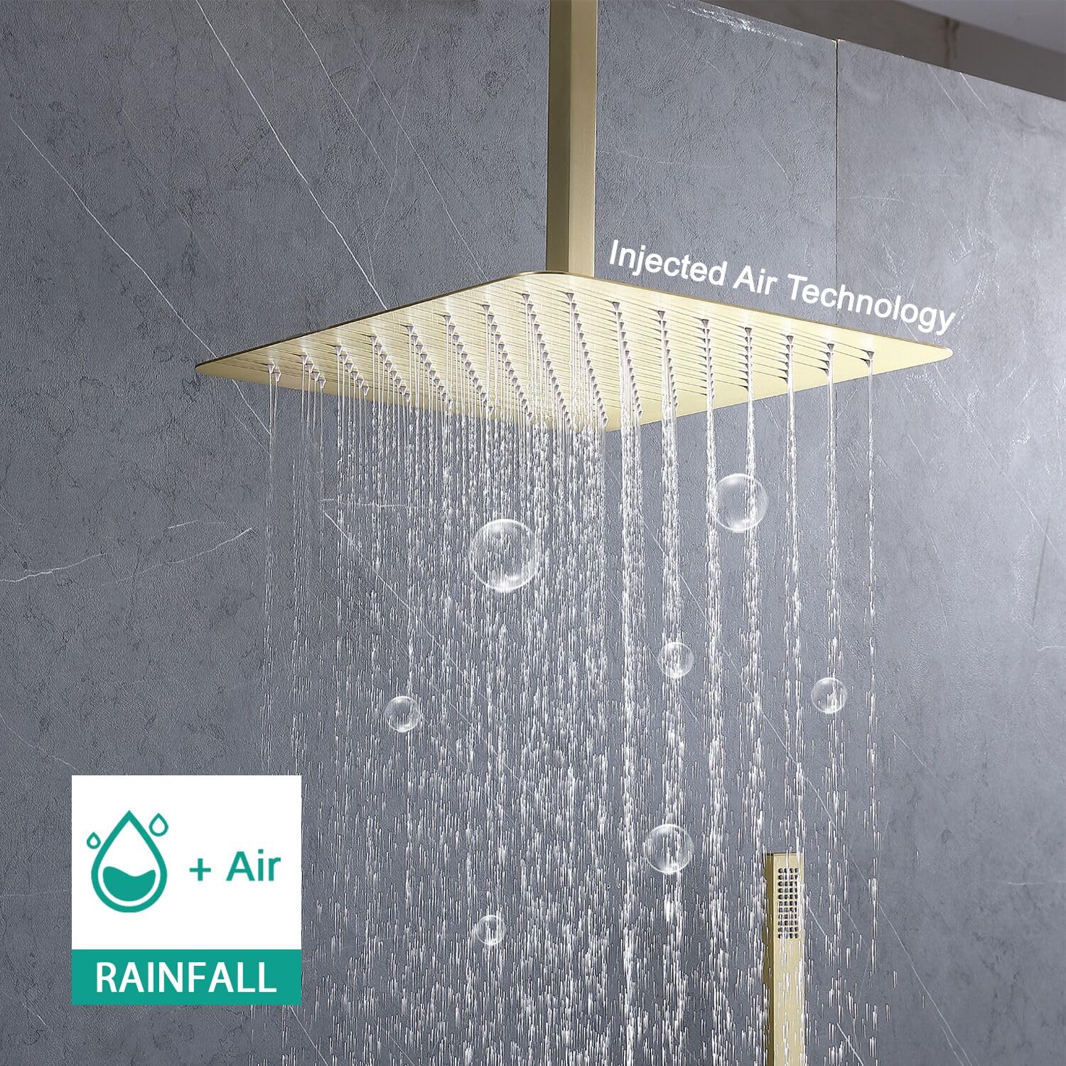 Brushed Gold Thermostatic Shower System with 12-Inch Ceiling Mount Rain Shower Head & Tub Spout - Adjustable Temperature Control Valve for Bathroom - Perfect for Luxurious Spa-Like Showers and Relaxing Baths