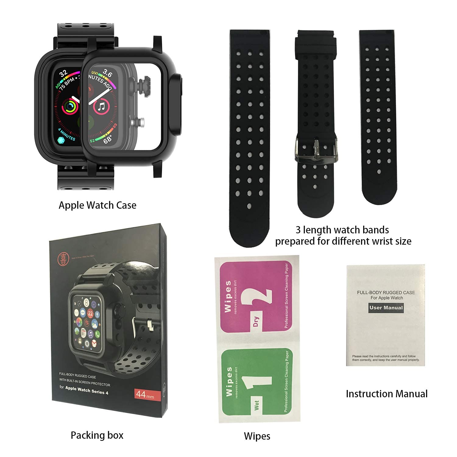 Waterproof Case for Apple Watch Series 3/2 (38mm) - Full Body Protection with Built-in Screen Protector | Shockproof, Scratch Resistant, Impact Proof | Perfect for Swimming, Running & Outdoor Activities