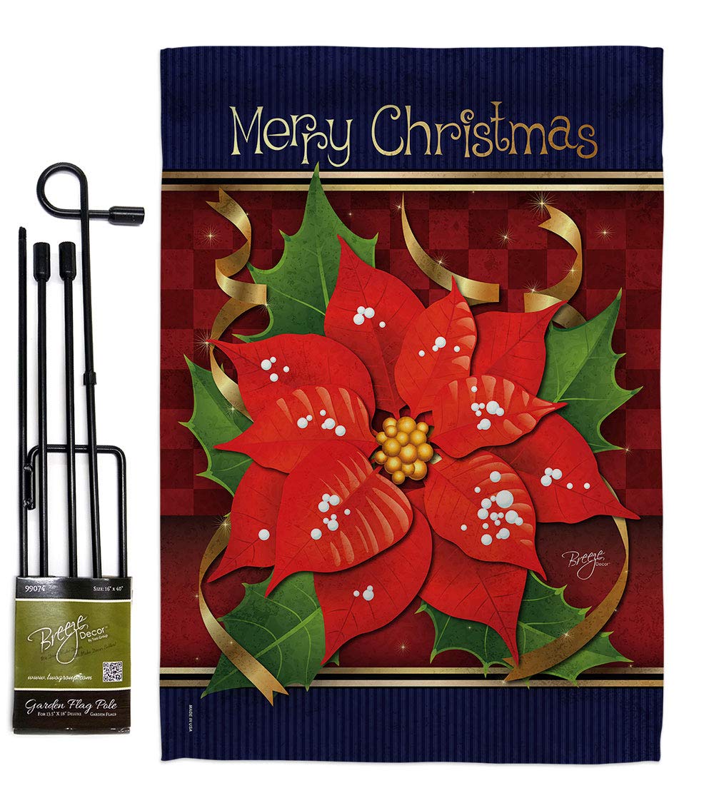 Christmas Poinsettia Garden Flag Set 13