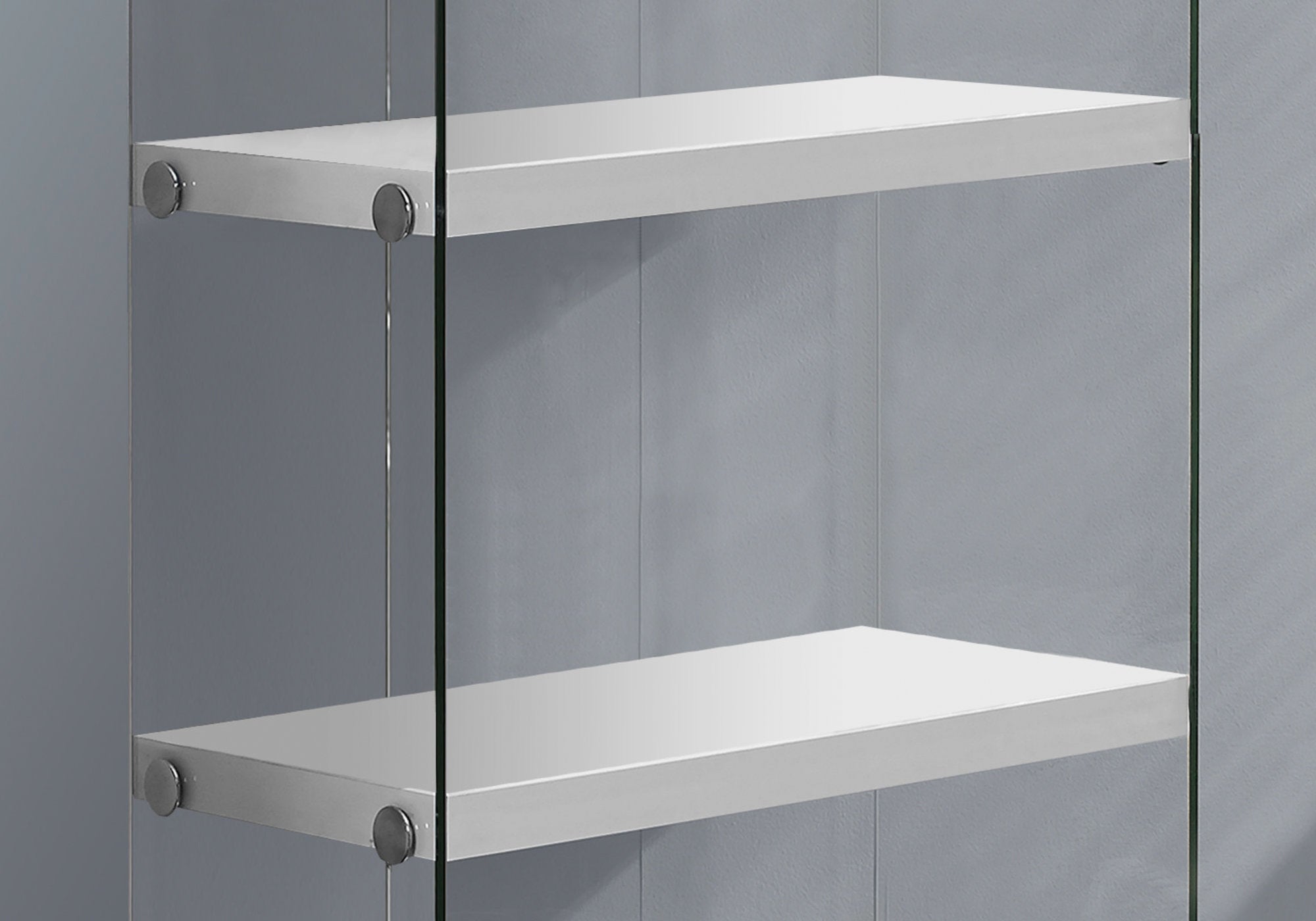 Modern 60-Inch Tall Bookcase with Glossy White Finish & Tempered Glass Shelves - Perfect for Living Room, Office, or Library Storage & Display