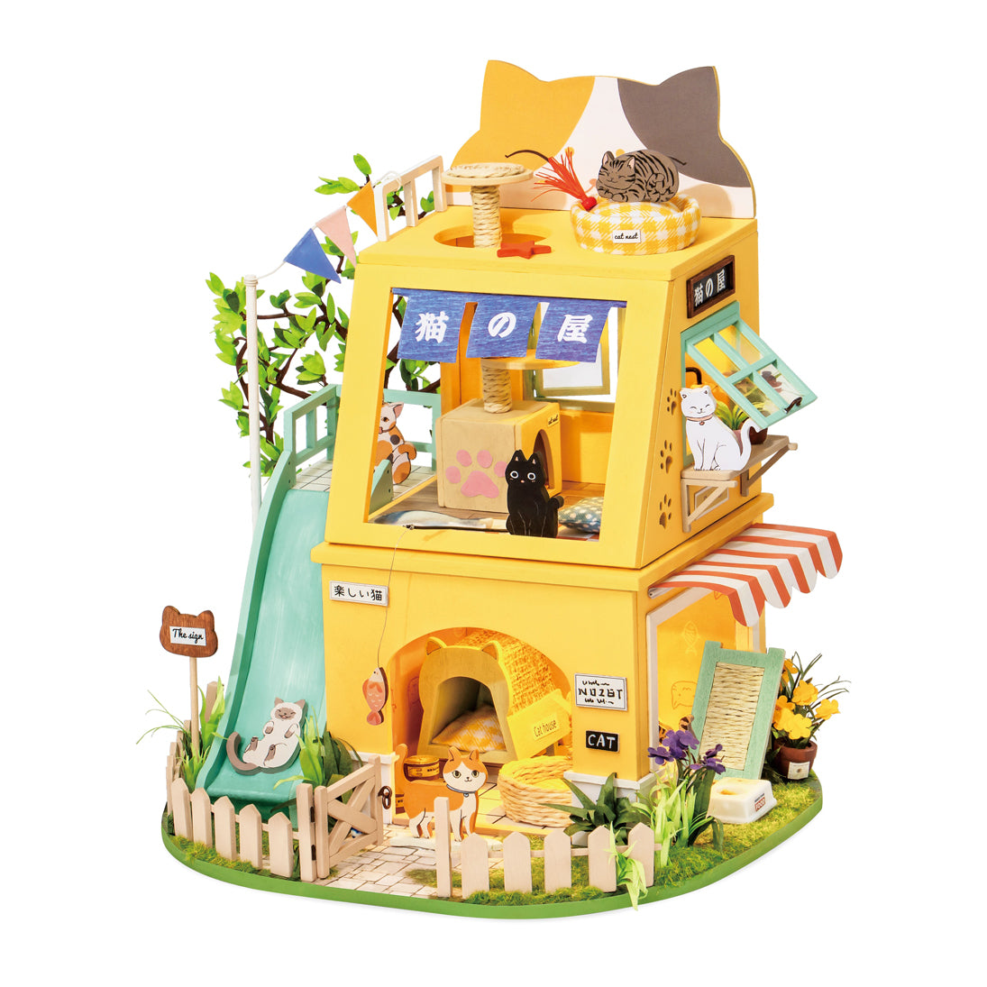 DIY Miniature Dollhouse Kit for Cats - Creative Pet Toy with Realistic Furniture & Accessories - Perfect for Indoor Play, Training, and Cat Enrichment Activities