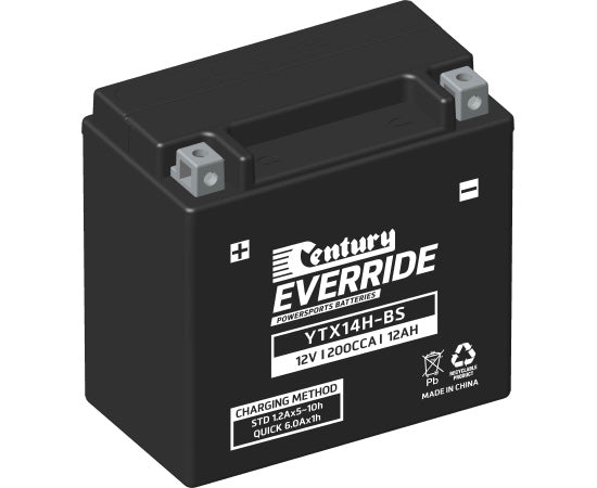 Century 12V 12Ah YTX14H-BS Motorcycle Battery - High-Performance Powersports Battery for ATV, Scooter, & Dirt Bike - Perfect for Off-Road Adventures & Daily Commuting
