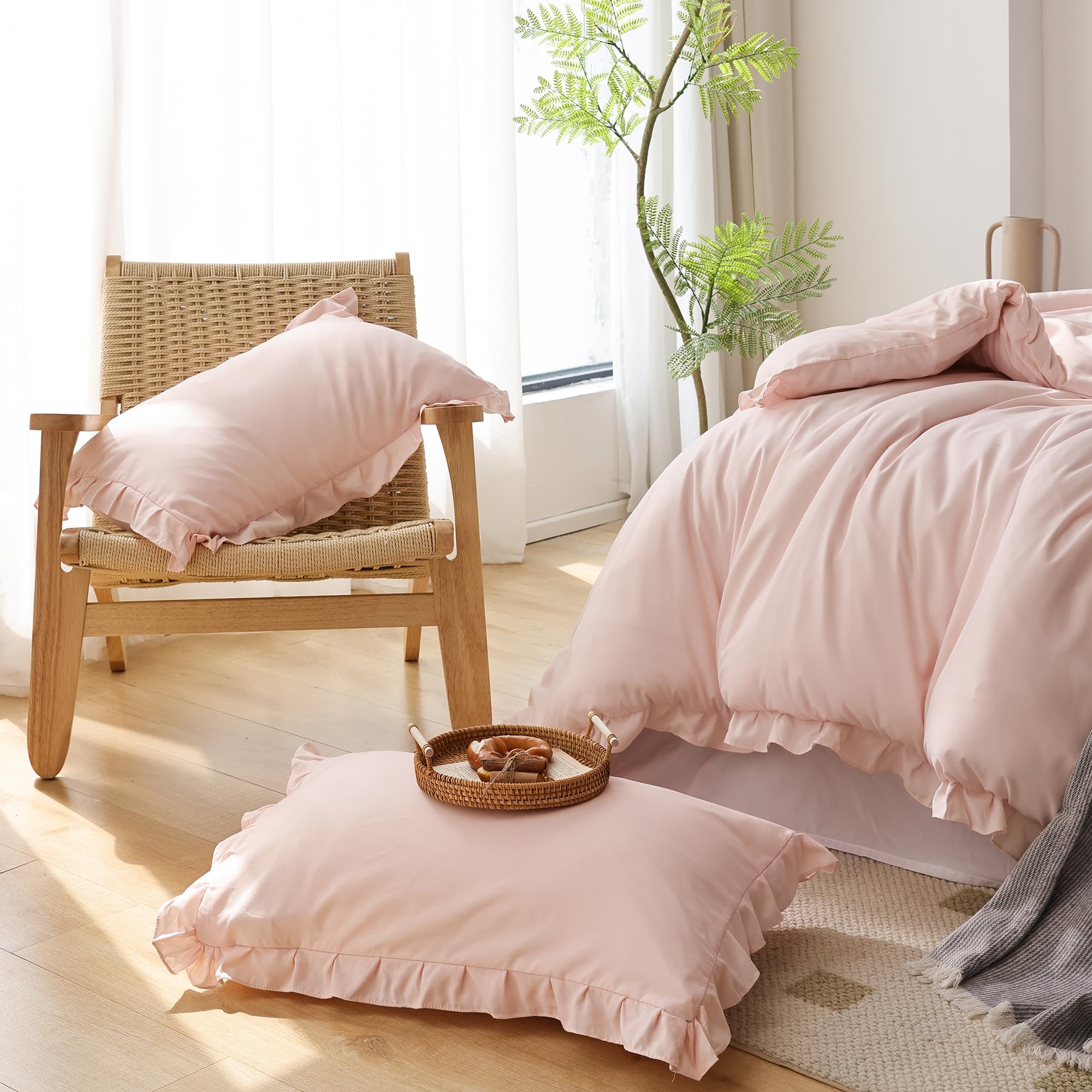 Vintage Pink Comforter Set Queen 3PCS - Soft Fluffy All Season Bedding for Cozy Home