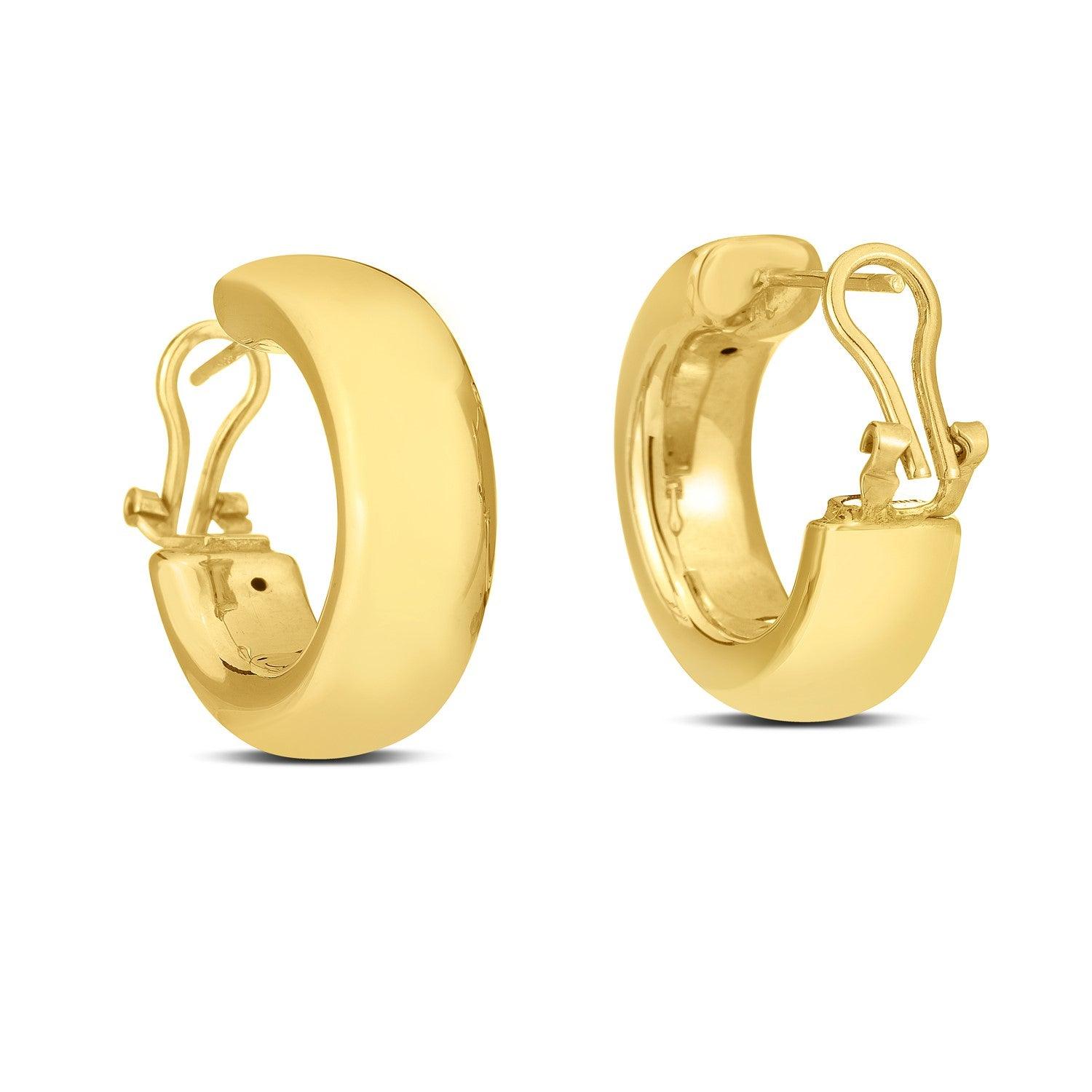 14K Yellow Gold Large Omega C Hoop Earrings for Women - Elegant & Durable Everyday Jewelry - Perfect for Work, Parties & Special Occasions