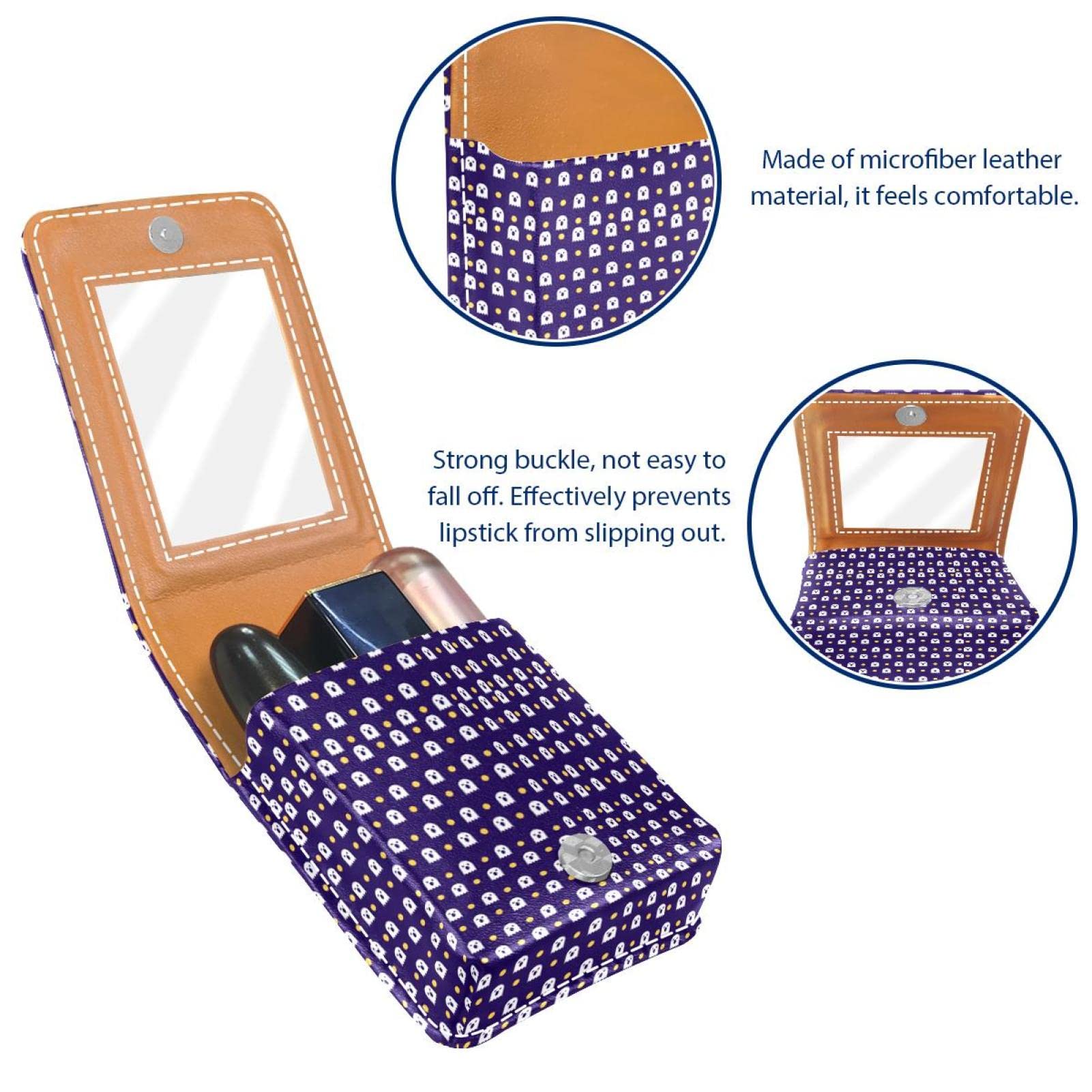 Personalized Lipstick Case - Portable Makeup Bag & Cosmetic Pouch Organizer with Halloween Ghost Pattern - Perfect for Travel, Parties, and Daily Makeup Storage