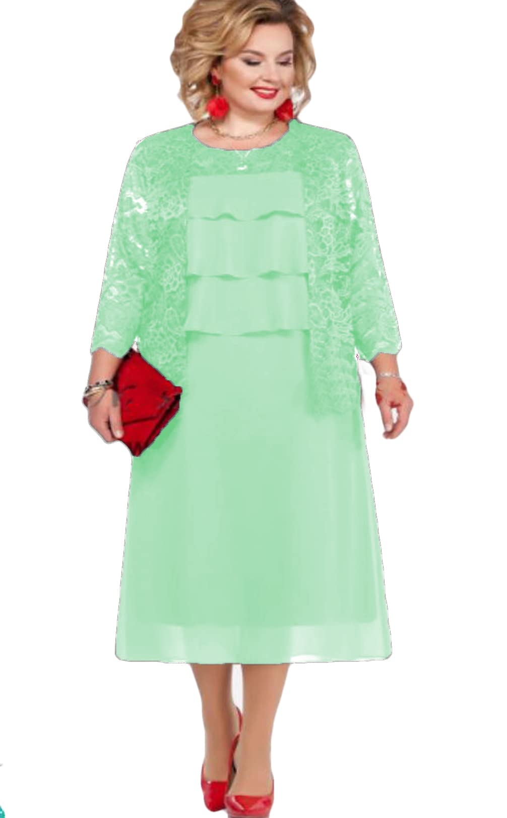 Elegant 2-Piece Mother of The Bride Dress Set with Lace Jacket - Formal Wedding Guest Outfit for Special Occasions | Perfect for Weddings, Anniversaries & Evening Galas