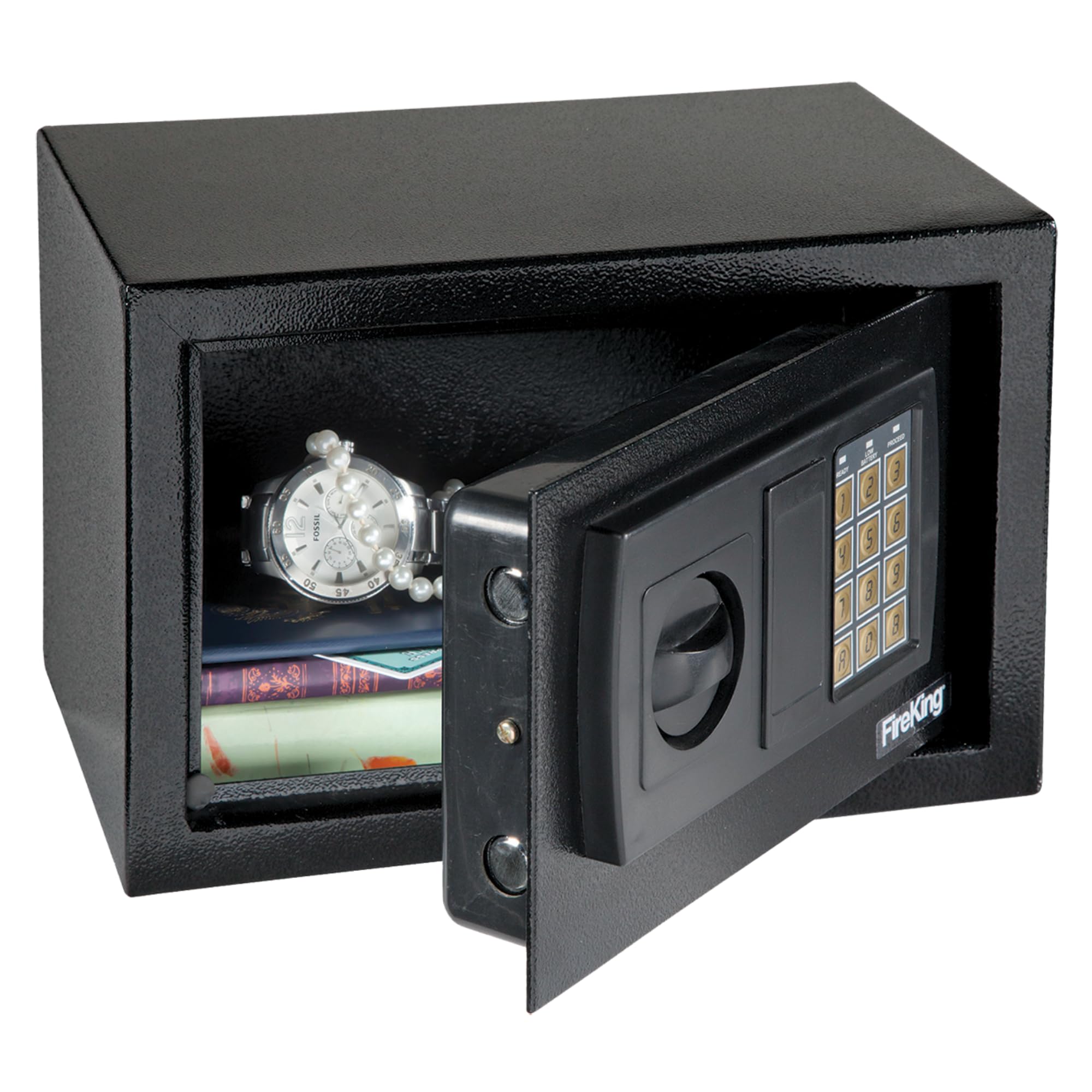 FireKing Gary Personal Safe with Electronic Lock - Compact Home Safe for Cash, Jewelry & Documents - Secure Storage with Bolt Down Kit & Programmable Code - Ideal for Bedroom, Office & Travel Use (Gray)