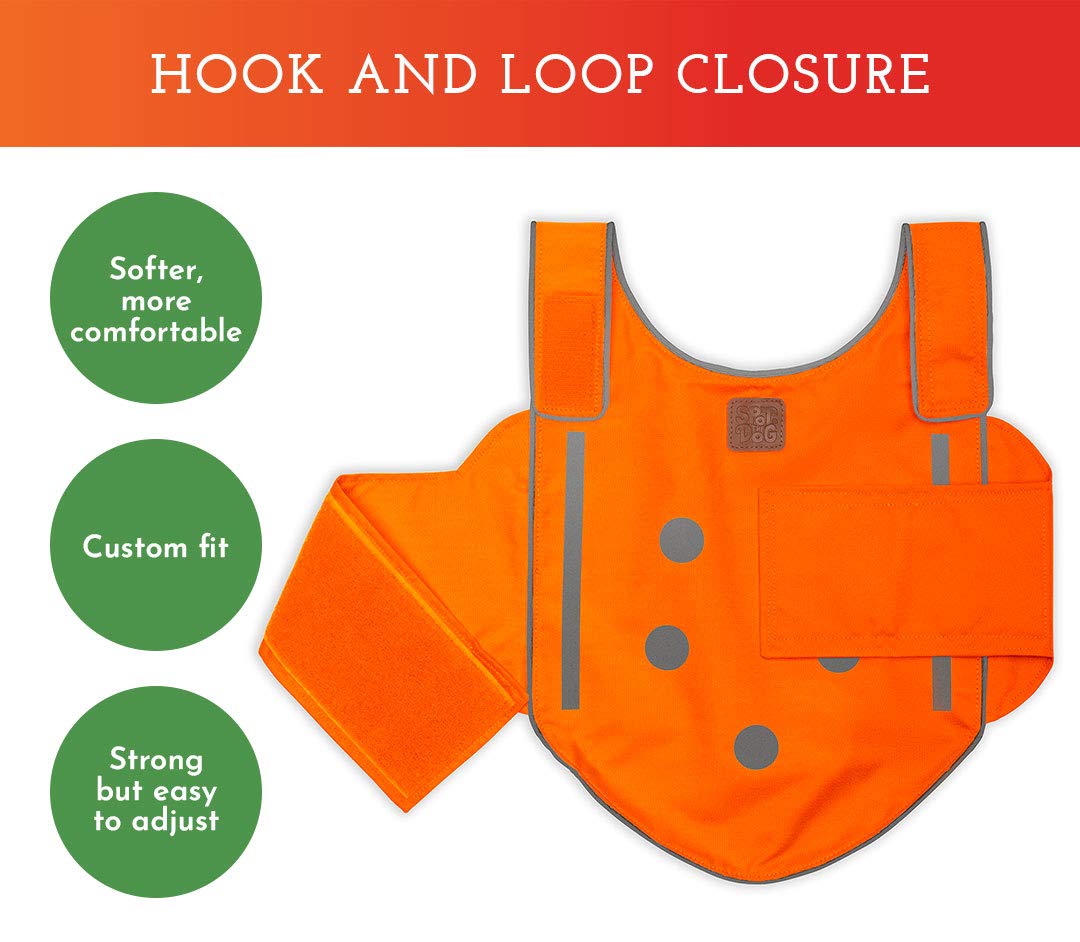 High Visibility Reflective Dog Vest - Adjustable Safety Vest for Walking, Hiking & Hunting | Fluorescent Blaze Orange Dog Apparel (Size L) - Perfect for Night Walks, Outdoor Adventures & Leash-Free Activities