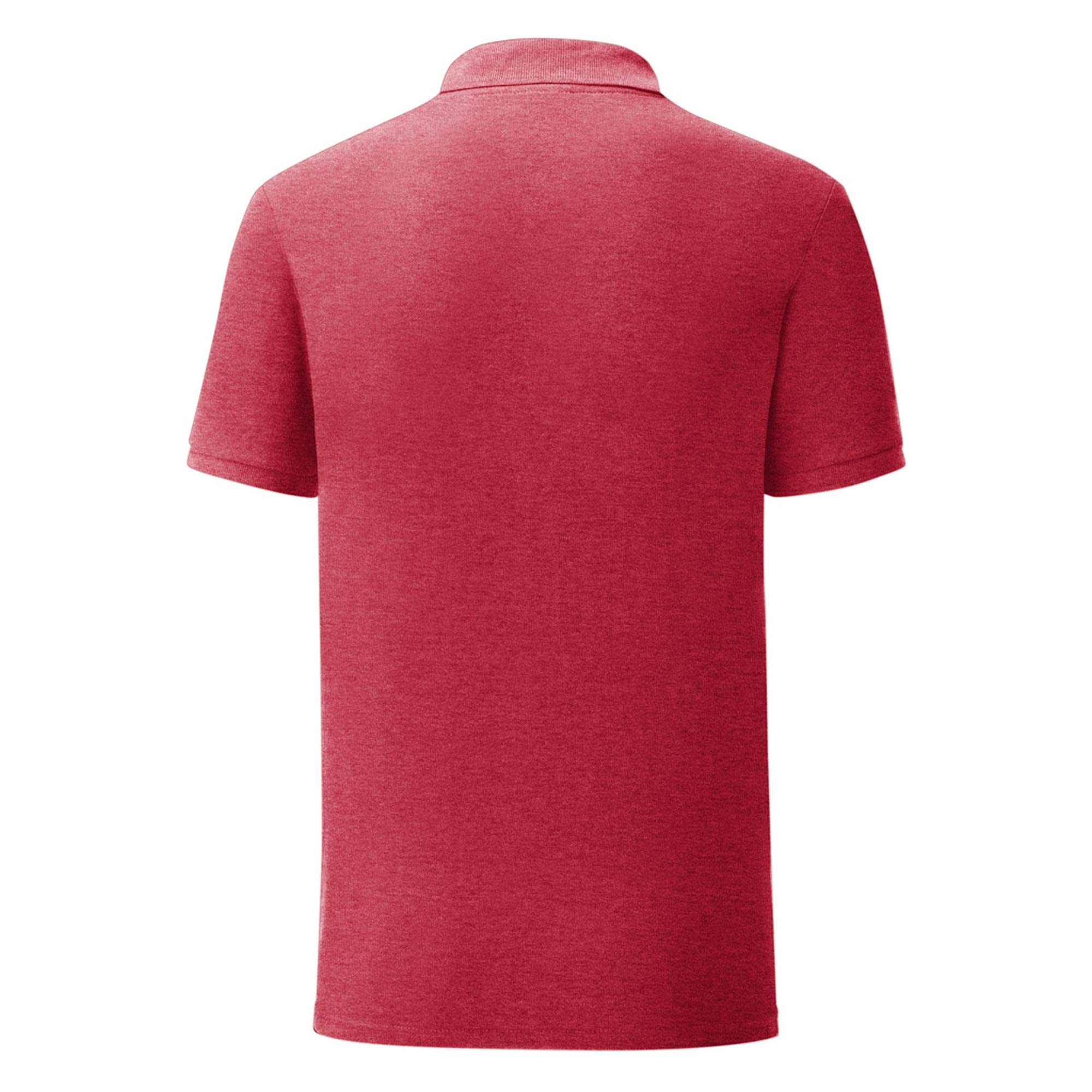 Fruit of the Loom Men's Classic Pique Polo Shirt - Heather Red, Size S | Comfortable Casual Wear for Golf, Office & Everyday Outfits
