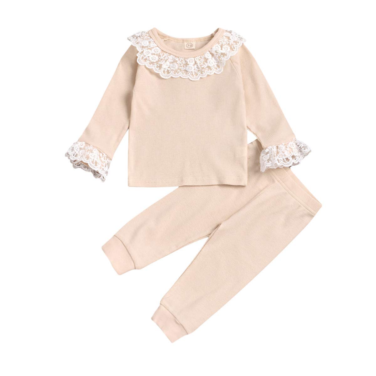 Trendy Teen Girls & Newborn Baby Girls Lace Pullover Knit Outfits Set - Cute Crop Tops & Solid Pants for Casual Wear, Parties & Photo Shoots