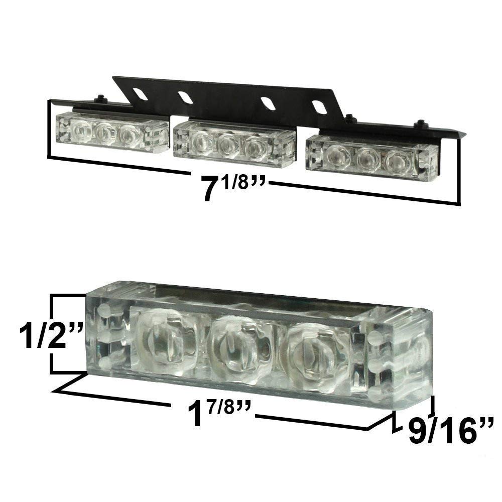DIKAH 18 LED High Intensity Emergency Strobe Lights - Red/Amber Police Warning Lights for Dash Windshield - Perfect for Law Enforcement, Security Vehicles & Roadside Emergencies