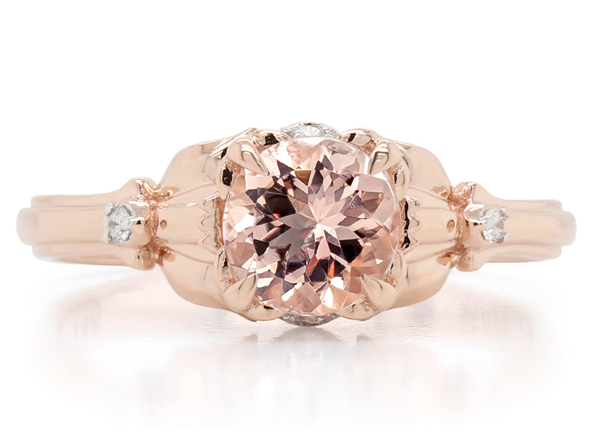 6MM Round Morganite & Diamond Sterling Silver Ring | Blush Petal Collection | Engagement, Promise, Anniversary & Wedding Ring | Valentine's Day Gift for Women | Perfect for Proposals, Date Nights & Special Occasions
