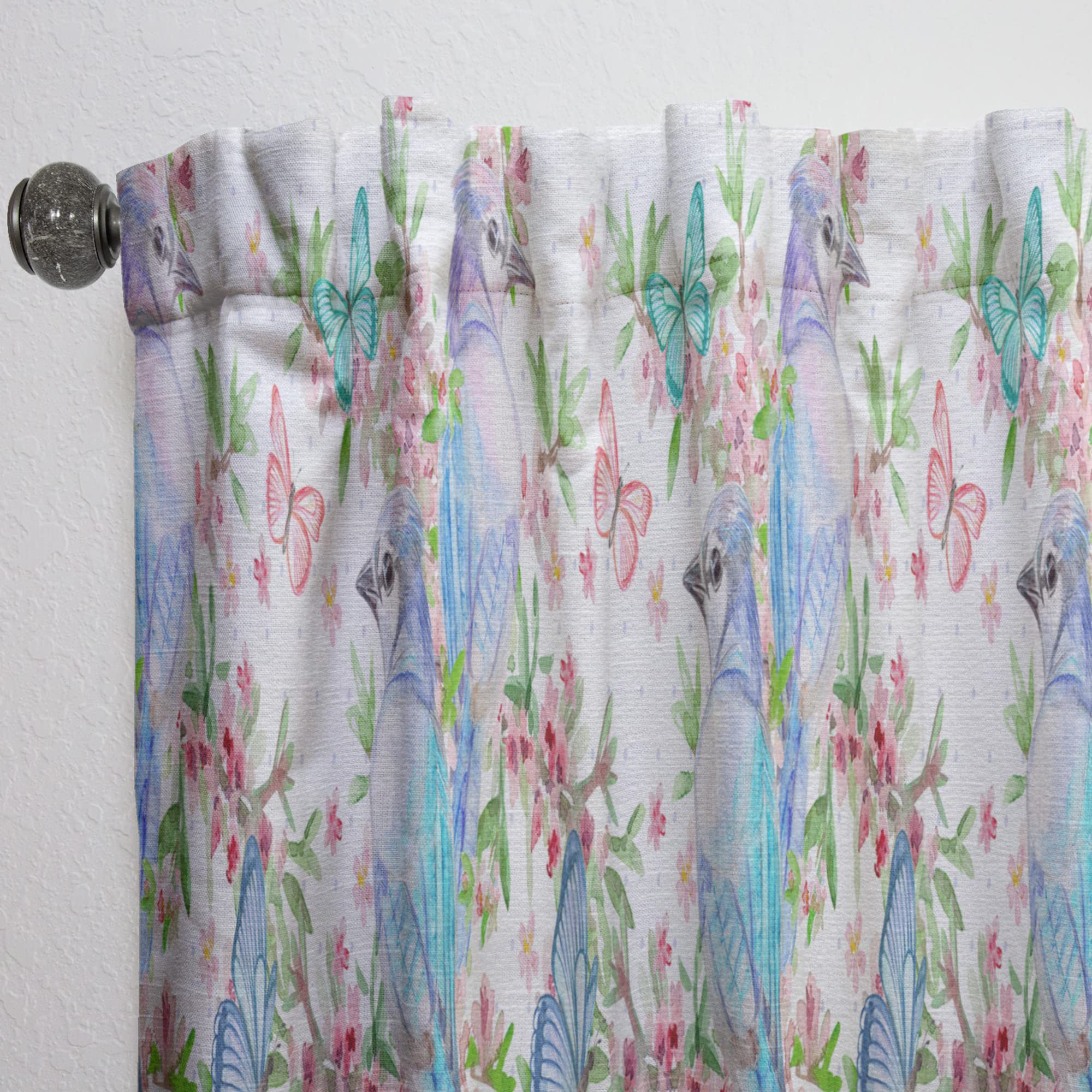 DesignQ Thermal Insulated Curtains - Elegant Bird & Butterfly Pattern Window Drapes for Bedroom & Living Room (52x90, Single Panel) - Perfect for Home Decor & Light Control