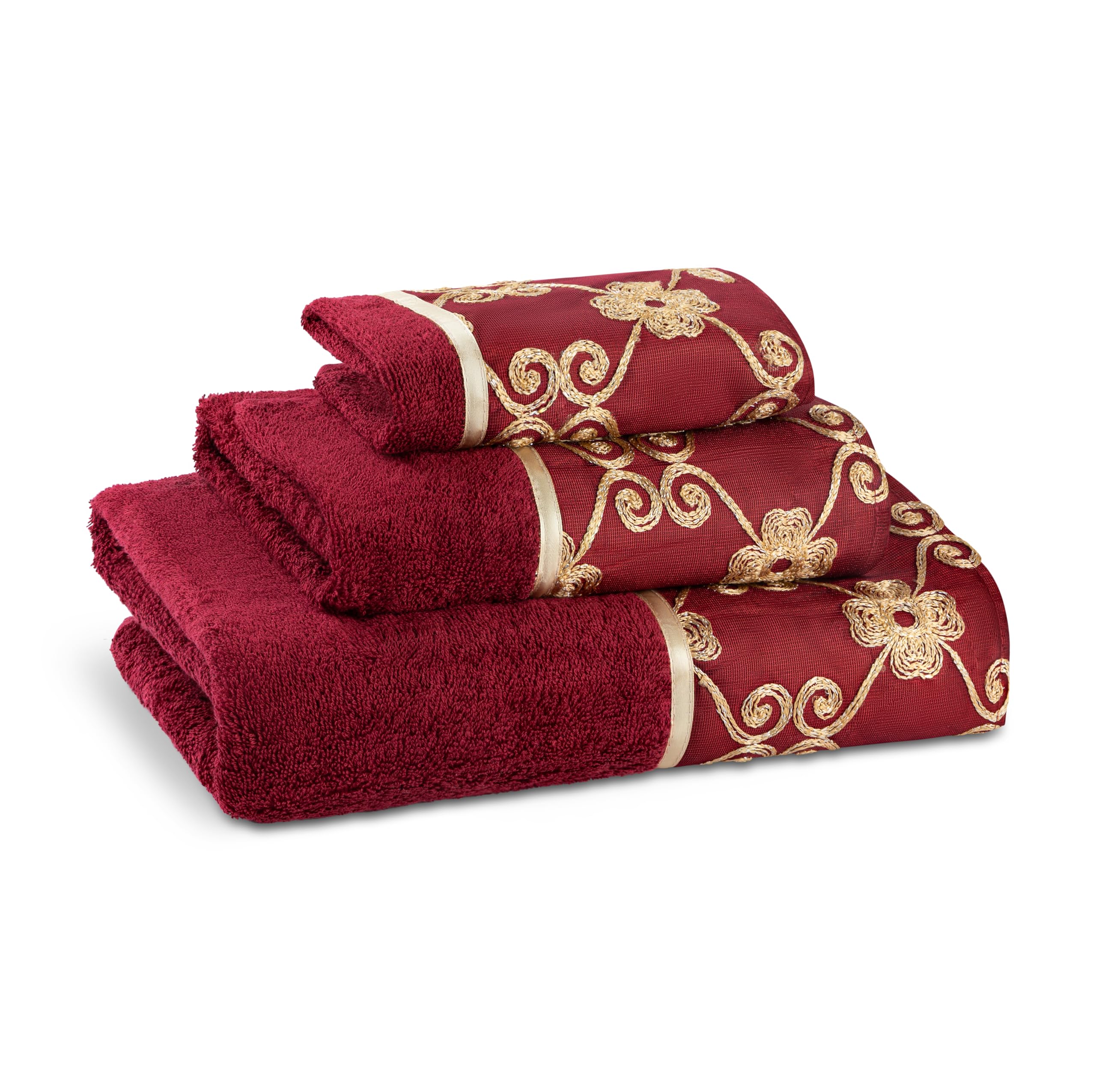 Zahari Home Elegant Rose Classic 3-Piece Bathroom Towel Set - Soft & Absorbent Bath Towel, Hand Towel & Washcloth - Luxury Modern Decor for Spa, Guest Bath & Master Bathroom