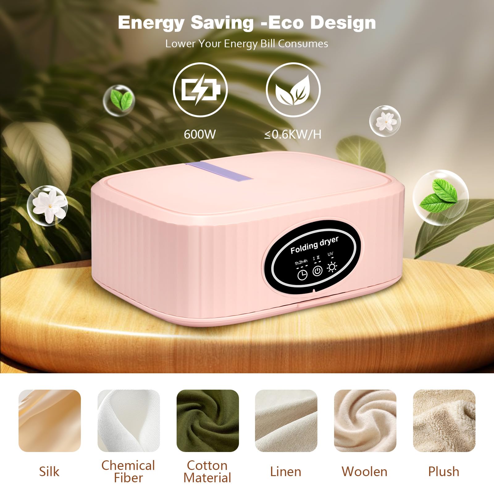 Portable Electric Dryer - Mini Foldable 1200W for Apartments, Travel, Camping, RV - 1/2/4H Timer with UV Sterilization, 10 Clothes Capacity | Perfect for Small Spaces & On-the-Go Drying