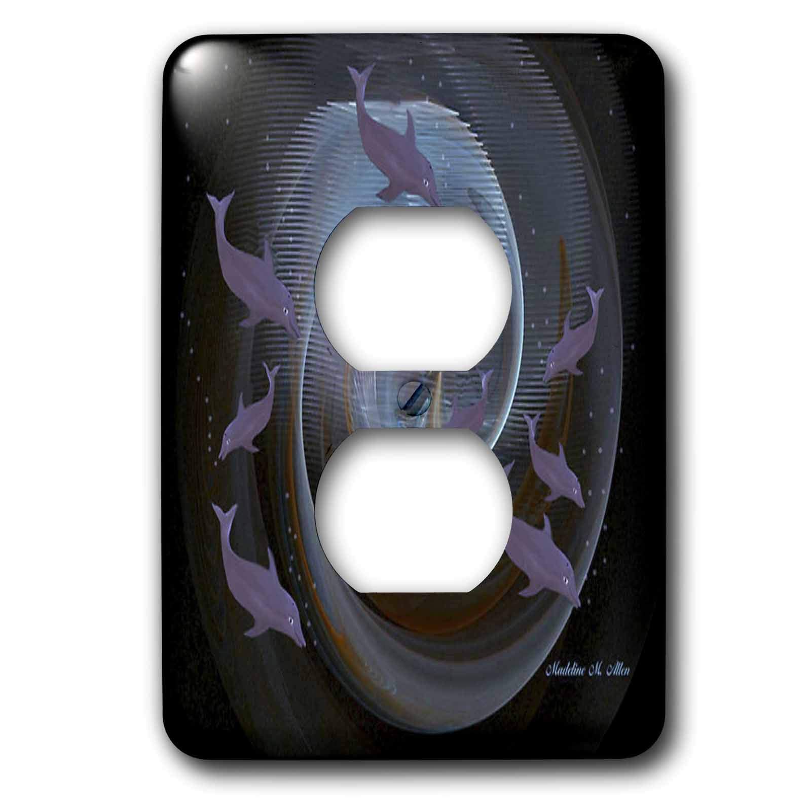 3dRose LLC lsp_9164_6 Dolphins A - Decorative 2 Plug Outlet Cover for Home & Office - Safe Wall Plate Cover for Kids & Pets - Perfect for Beach House, Nursery or Ocean Theme Decor