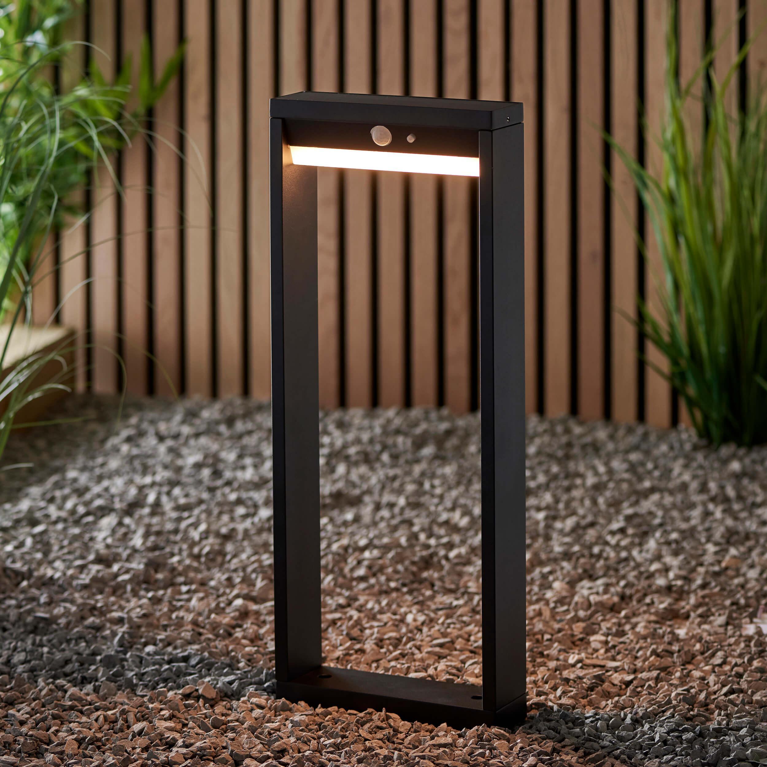 Dannah 1 Light Solar Powered Black Outdoor Lamppost with Motion Sensor PIR - Perfect for Garden, Pathway, Driveway and Patio Lighting