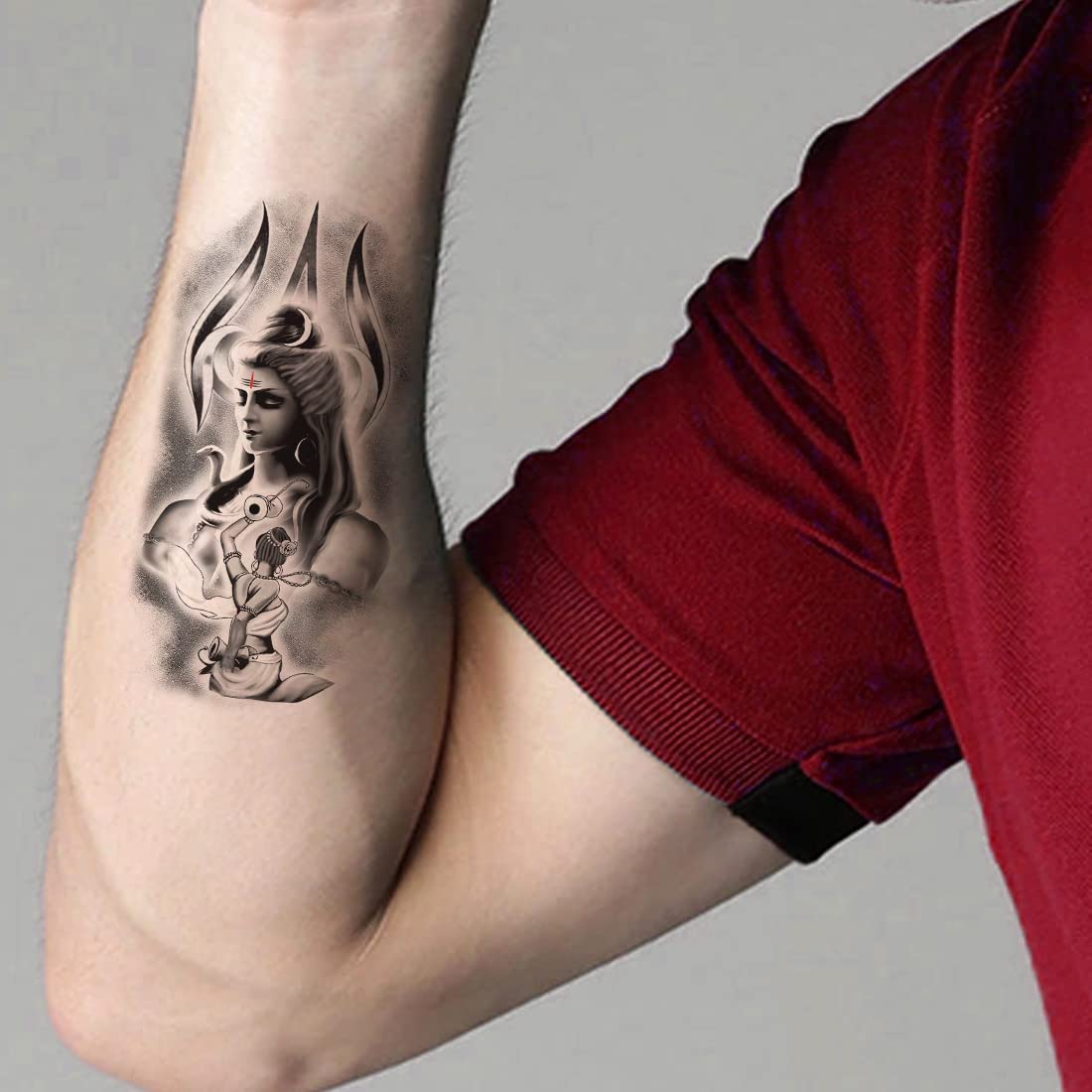 Mahadev with Trishul Mahakal Temporary Tattoo - Waterproof Body Art for Men & Women - Perfect for Festivals, Parties, and Spiritual Events