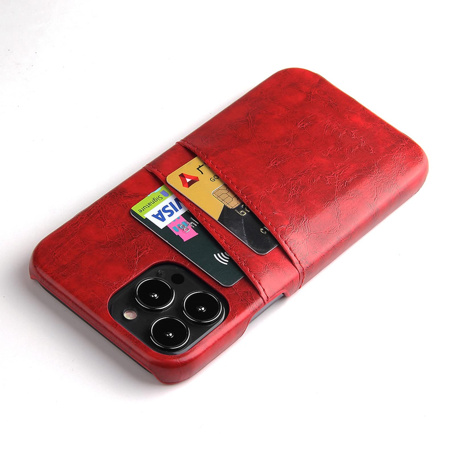 Premium Leather Wallet Case for iPhone 14/14 Plus/14 Pro/14 Pro Max - Slim Fit Shockproof Protective Cover with Card Slots (Red) - Perfect for Everyday Use, Travel & Business Meetings