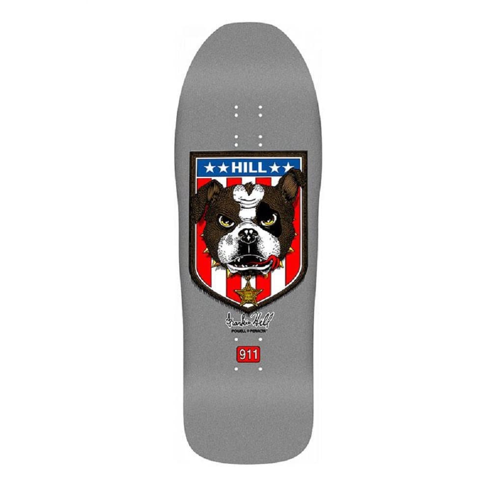 Powell Peralta Frankie Hill Bulldog Silver Old School Re-Issue Skateboard Deck - Classic 90s Design for Street Skating & Collectors