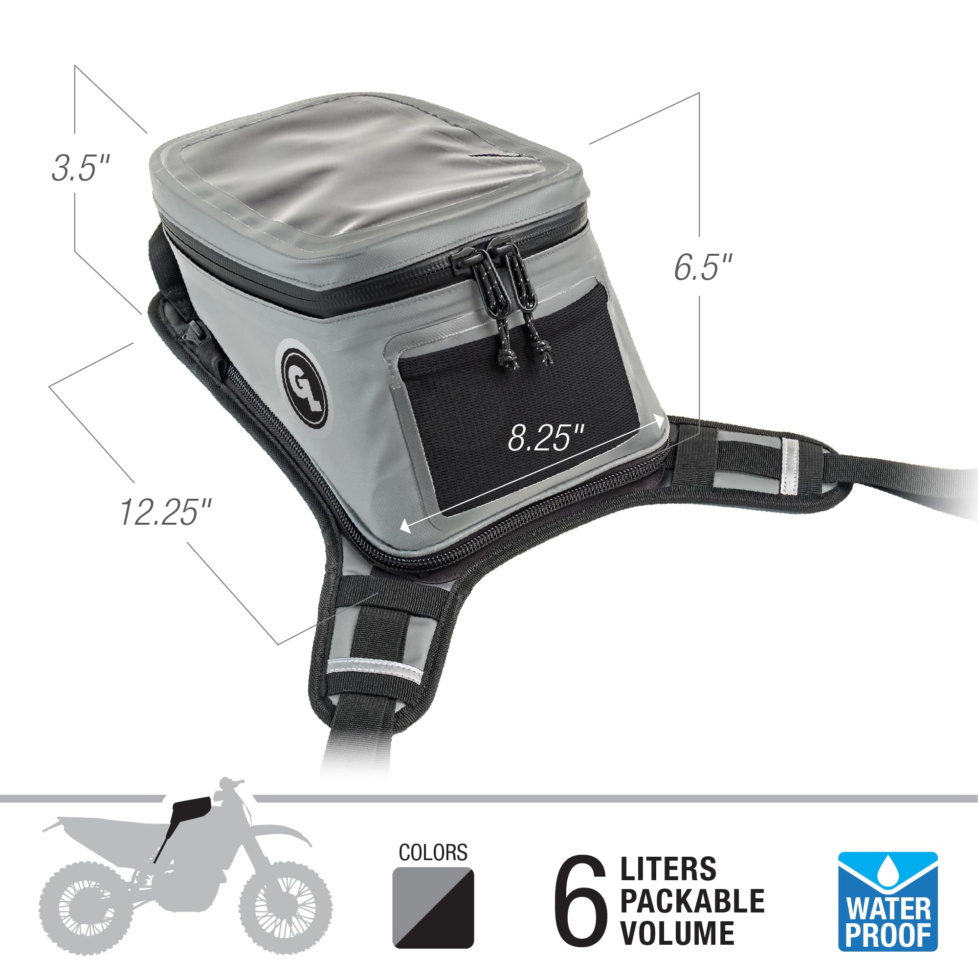 Giant Loop Diablo Black Waterproof Motorcycle Tank Bag - 6L Capacity for Small Items, Fits Dirt Bikes, Adventure & Dual Sport Bikes - Perfect for Off-Road Riding, Commuting & Travel Accessories