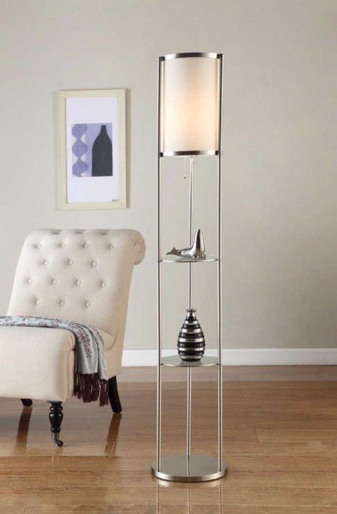 Artiva USA Exeter Durable Glass Display Shelf Floor Lamp - Modern Home Decor Lighting for Living Room, Bedroom & Office