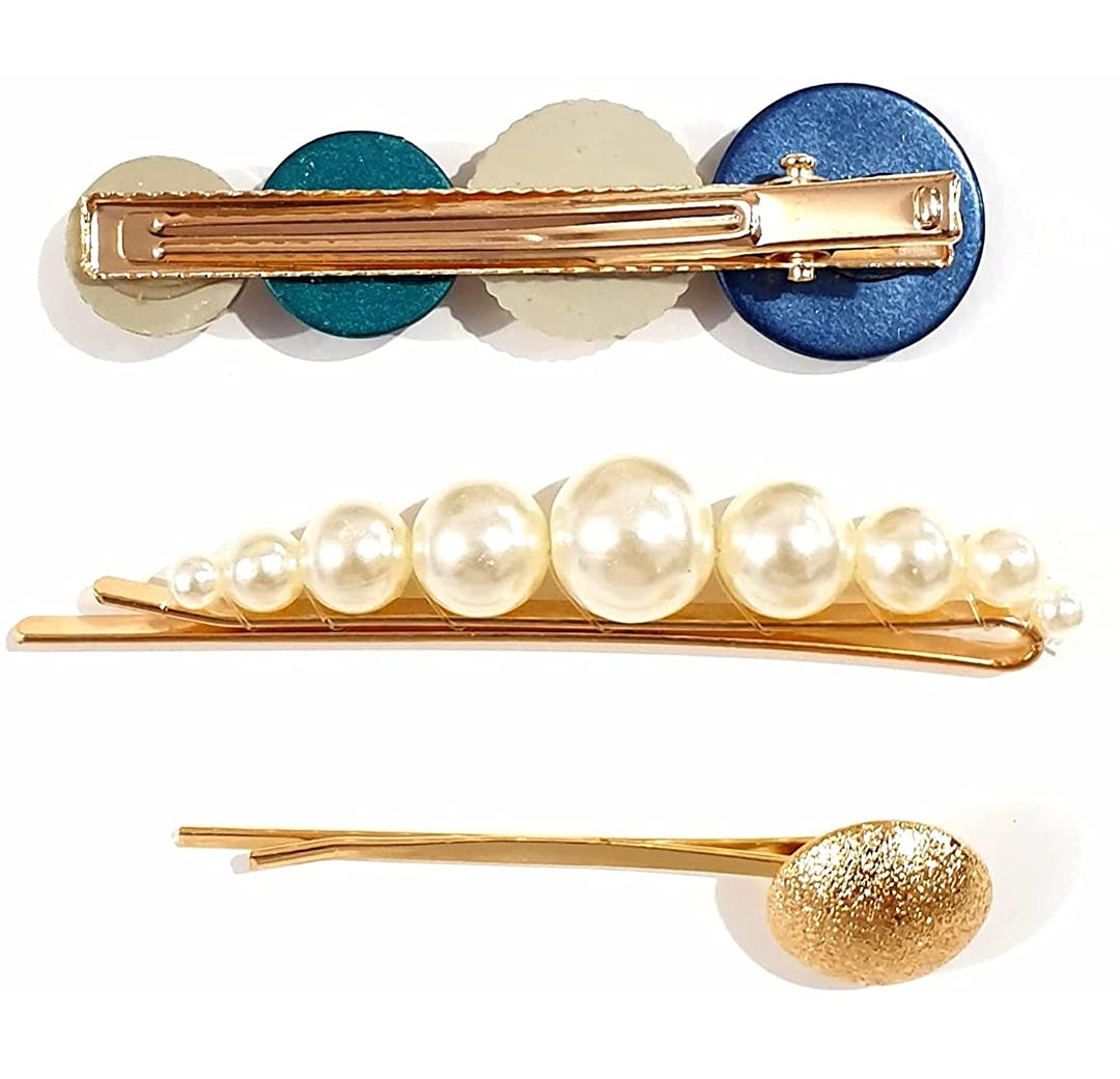 Elegant Pearl Rhinestone Hair Clips for Women - Korean Style Hair Barrettes Set of 3 - Perfect Hair Accessories for Wedding, Party & Daily Use (CLIP-9)