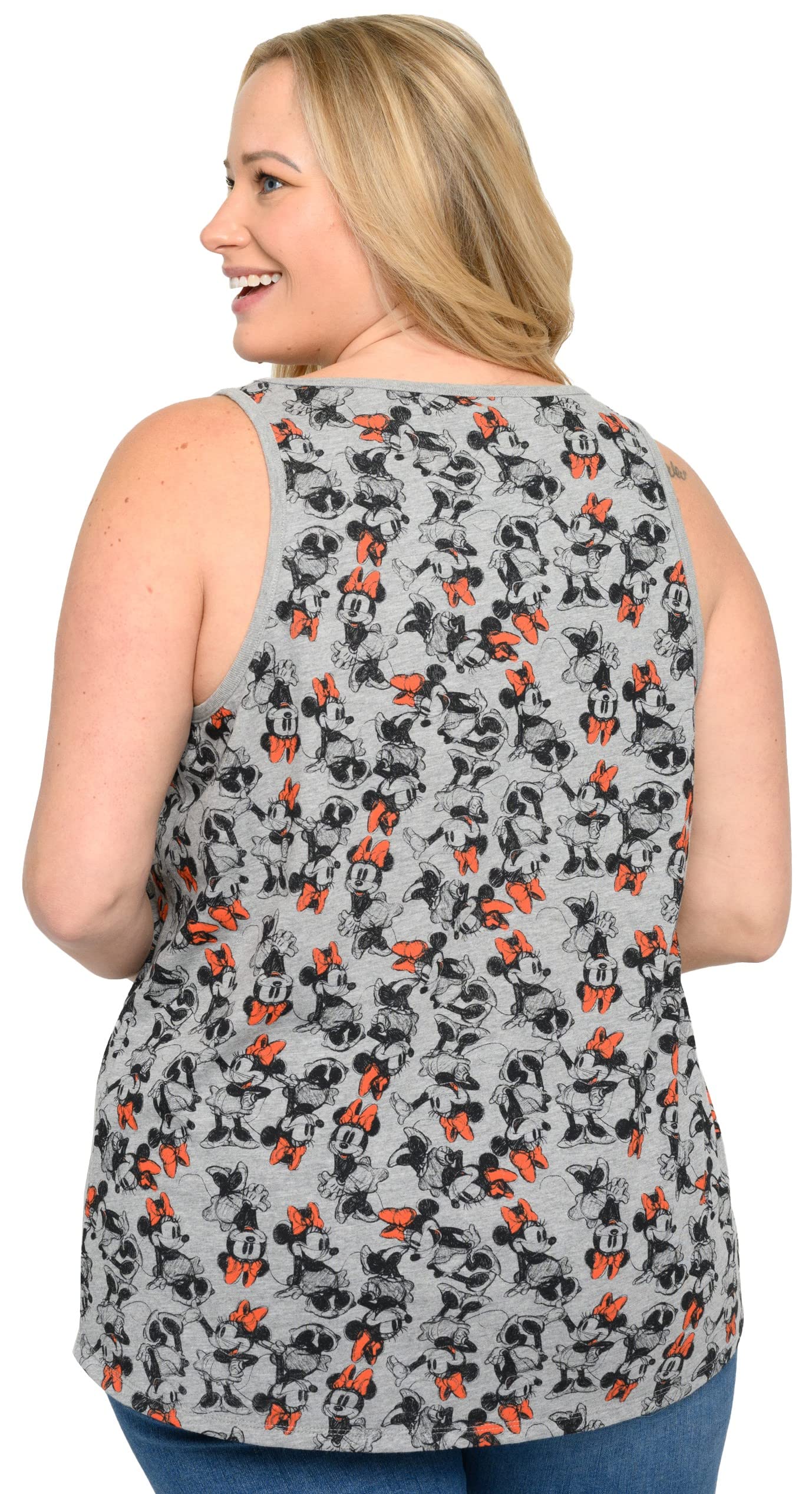 Disney Women's Plus Size Mickey & Minnie Mouse Graphic Tank Top - Officially Licensed Cute Summer T-Shirt for Travel, Beach & Casual Wear
