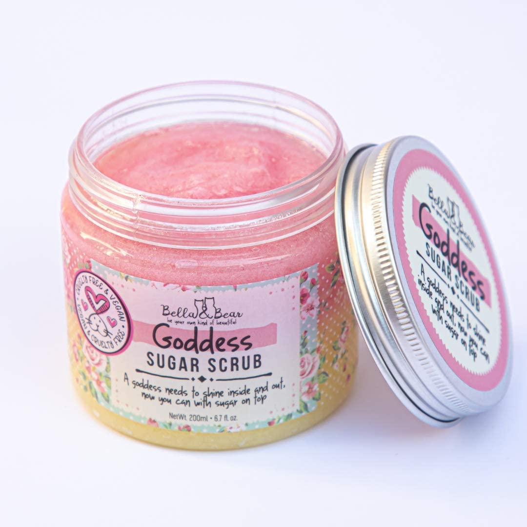 Bella & Bear Goddess Sugar Scrub - 3-in-1 Exfoliating Body Scrub, Moisturizer & Body Wash | Vegan, Cruelty-Free Skincare for Silky Smooth & Radiant Skin | Perfect for Spa Days, Self-Care Routines & Gift Giving