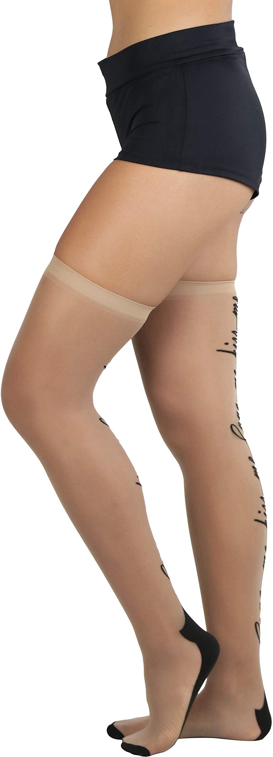 ToBeInStyle Nylon Two-Toned Cuban Heel Closed-Toe Stockings | Fashionable Hosiery for Women | Perfect for Office Wear, Evening Outfits & Special Occasions