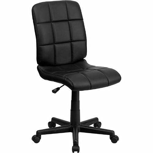 Mid-Back Black Quilted Vinyl Swivel Task Chair - Ergonomic Office & Gaming Chair for Home & Work - Adjustable Computer Desk Chair with Lumbar Support - Perfect for Work from Home, Gaming Setup & Office Workspace