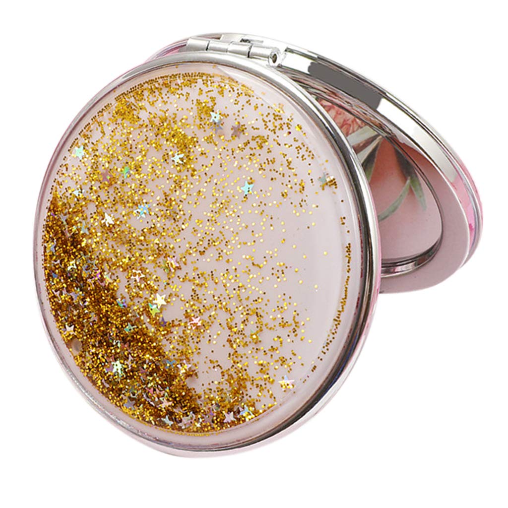 Easnea Compact Travel Makeup Mirror for Women - Gold Round Folding Magnifying Cosmetic Mirror, Purse Size Portable Beauty Mirror | Perfect for On-the-Go Touchups, Travel, Home & Office Use