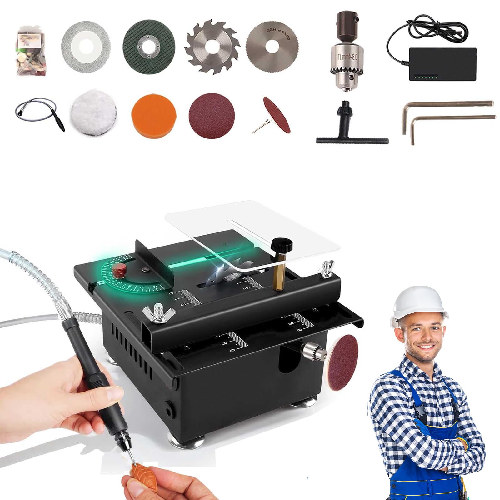 Mini Multi-functional Table Saw for Woodworking & Crafts - Portable Small Table Saw for Wood Cutting, DIY Projects, Hobbyists & Home Use