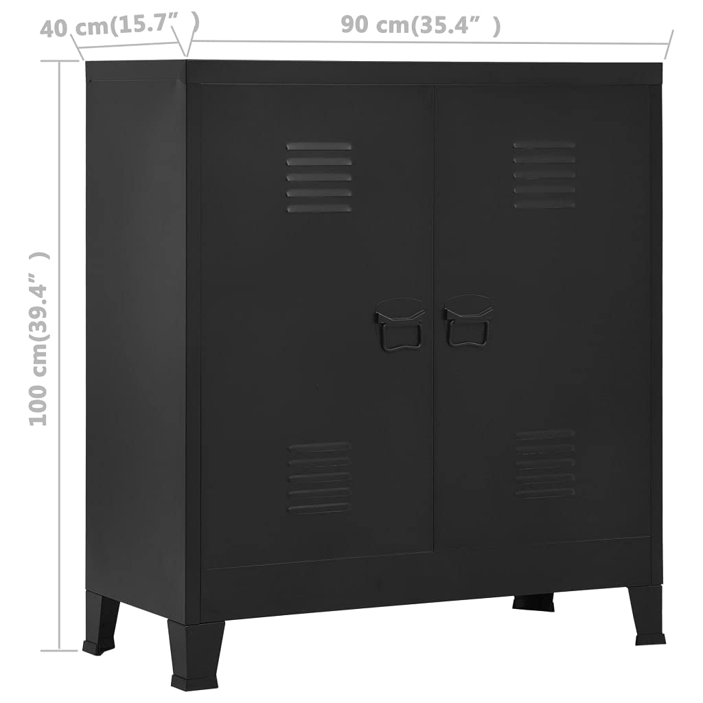 CHARMMA 2-Drawer Metal File Cabinet with Adjustable Shelves & 4 Vents - Vertical Storage Cabinet for Hanging Files, Home & Office Organization (Black) - Perfect for Document Storage, Office Supplies & Workspace Organization