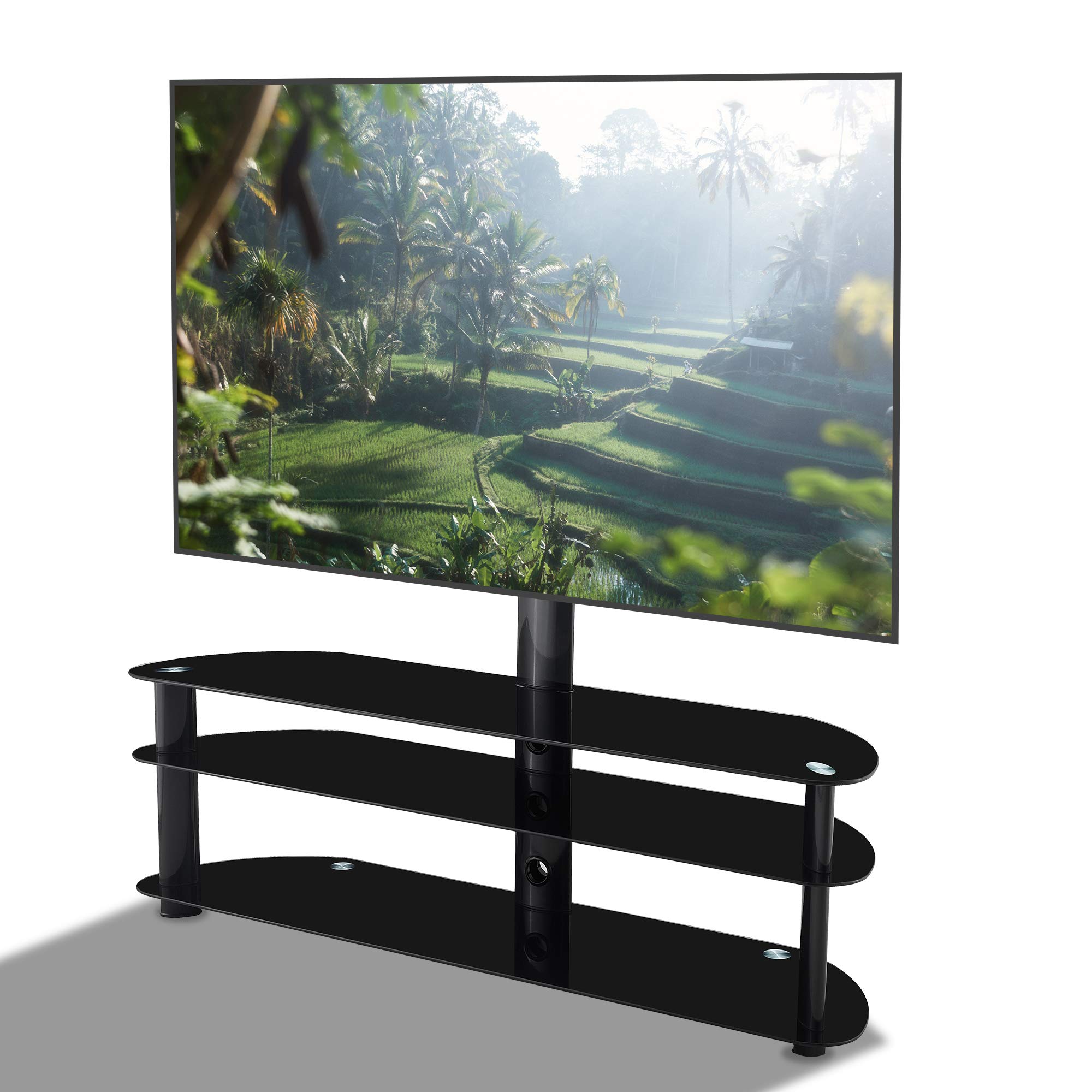 Universal TV Stand for 32-65 Inch TVs - Adjustable Height Floor TV Mount with Bracket - Sturdy TV Stand for Living Room, Bedroom & Home Theater Setup
