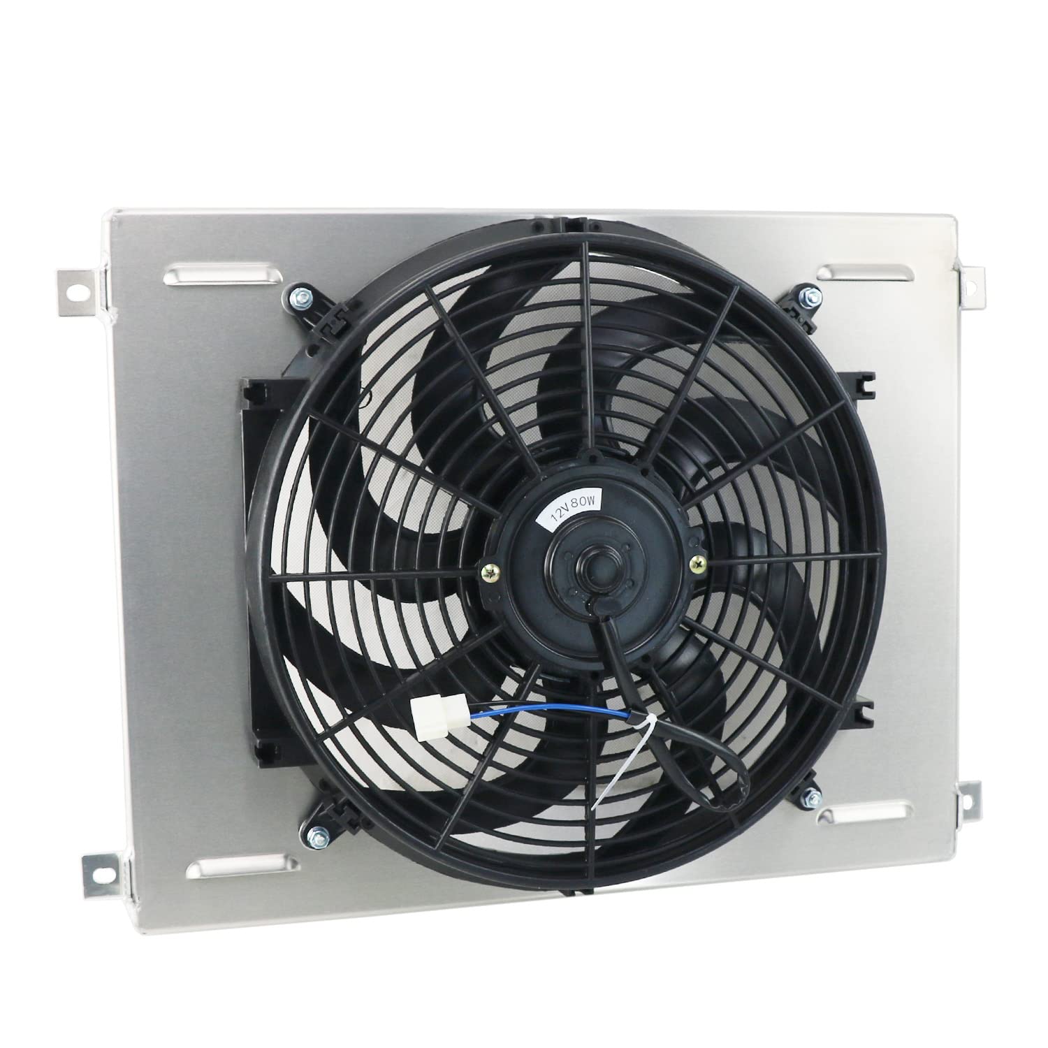 Aluminum Radiator Shroud with 14 Inch Fan for 1963-1970 Ford Country Sedan, Squire, Fairlane, Falcon, Galaxie, LTD, Mustang, Torino & 1967-1968 Mercury Cougar - Fits 4.7L 5.0L 6.4L 7.0L Engines - Perfect for Engine Cooling & Performance Upgrades