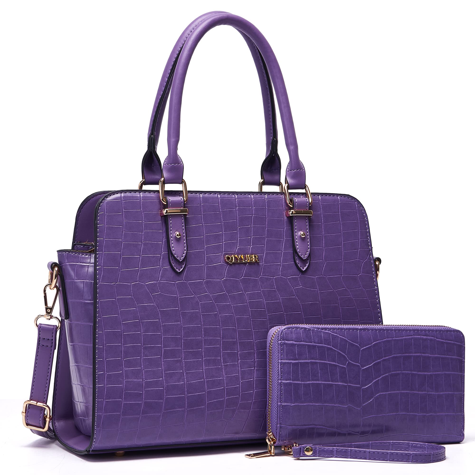 Stylish Qiyuer Satchel Purse for Women - Top Handle Work Tote Bag with Matching Wallet Set (2-Piece) - Perfect for Office, Travel & Everyday Use