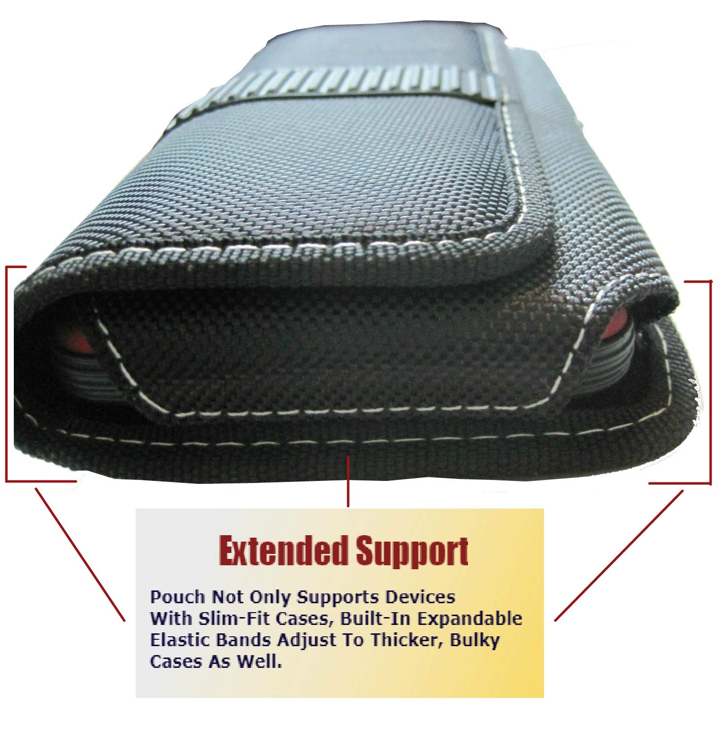 Nylon Cell Phone Holster Pouch for Galaxy S23FE/A25/A23/A14/A13/A20/A50 - Compatible with Otterbox Commuter/Defender Cases - Rugged Belt Loop Clip Holder with Magnetic Closure (Black-Horizontal) - Perfect for Work, Hiking, and Outdoor Activities