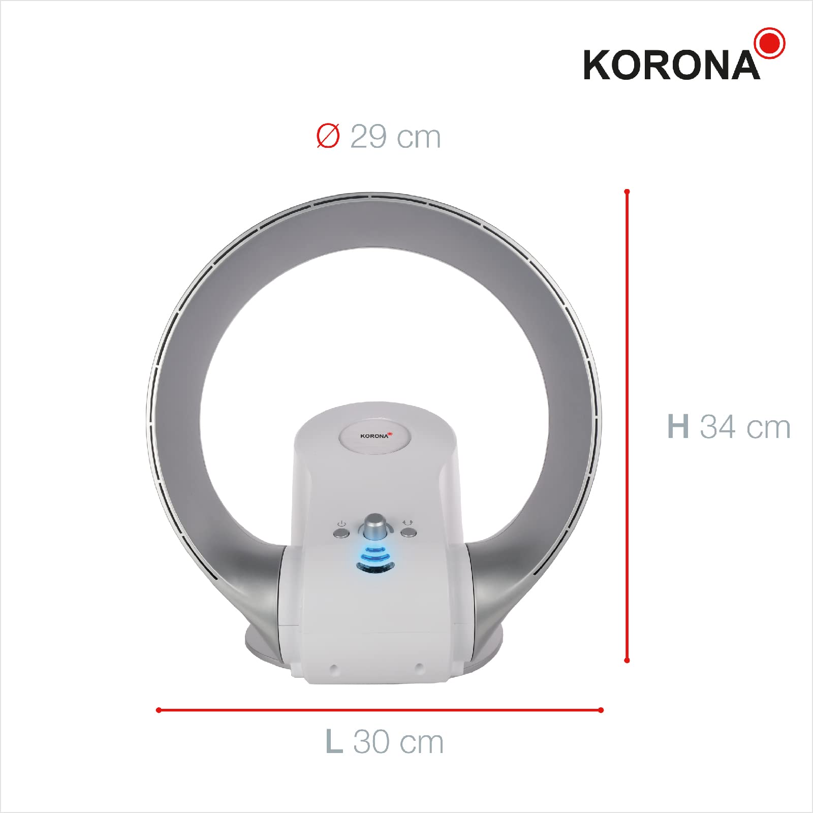 Korona 81008 Wall & Table Fan | Bladeless Oscillating Fan with Wall Mount | 26W, Timer, Remote Control | Silver White | Perfect for Bedroom, Office & Home Cooling
