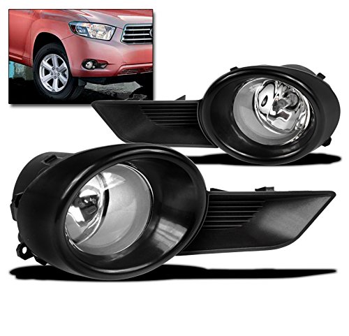 Chrome Fog Lights for 2008-2010 Toyota Highlander - Front Bumper Driving Lamps with Black Bezels | Off-Road & Night Driving