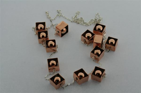 Elegant Copper Framed Balls & Sterling Silver Necklace - Perfect for Women's Jewelry, Gift Giving, and Special Occasions