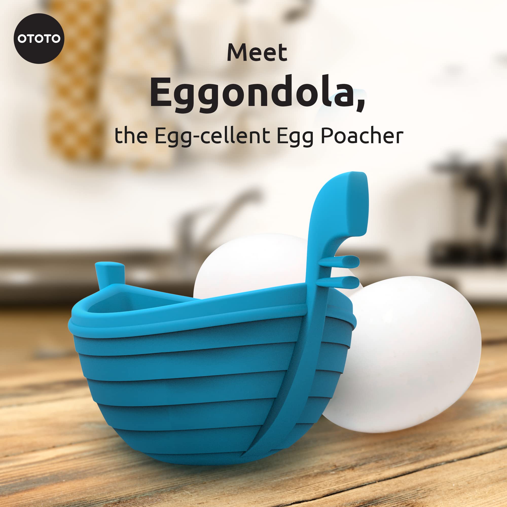OTOTO New Eggondola Silicone Egg Poacher - Perfect Poached Egg Maker for Kitchen - Non-Stick Egg Cooker with Gondola Design - Ideal for Breakfast, Brunch & Healthy Cooking