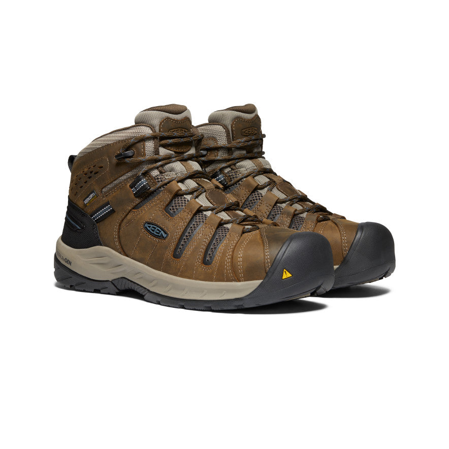 **Men's Flint II Waterproof Steel Toe Work Boots - Cascade Brown/Orion Blue - Durable Safety Boots for Construction, Hiking & Outdoor Work**