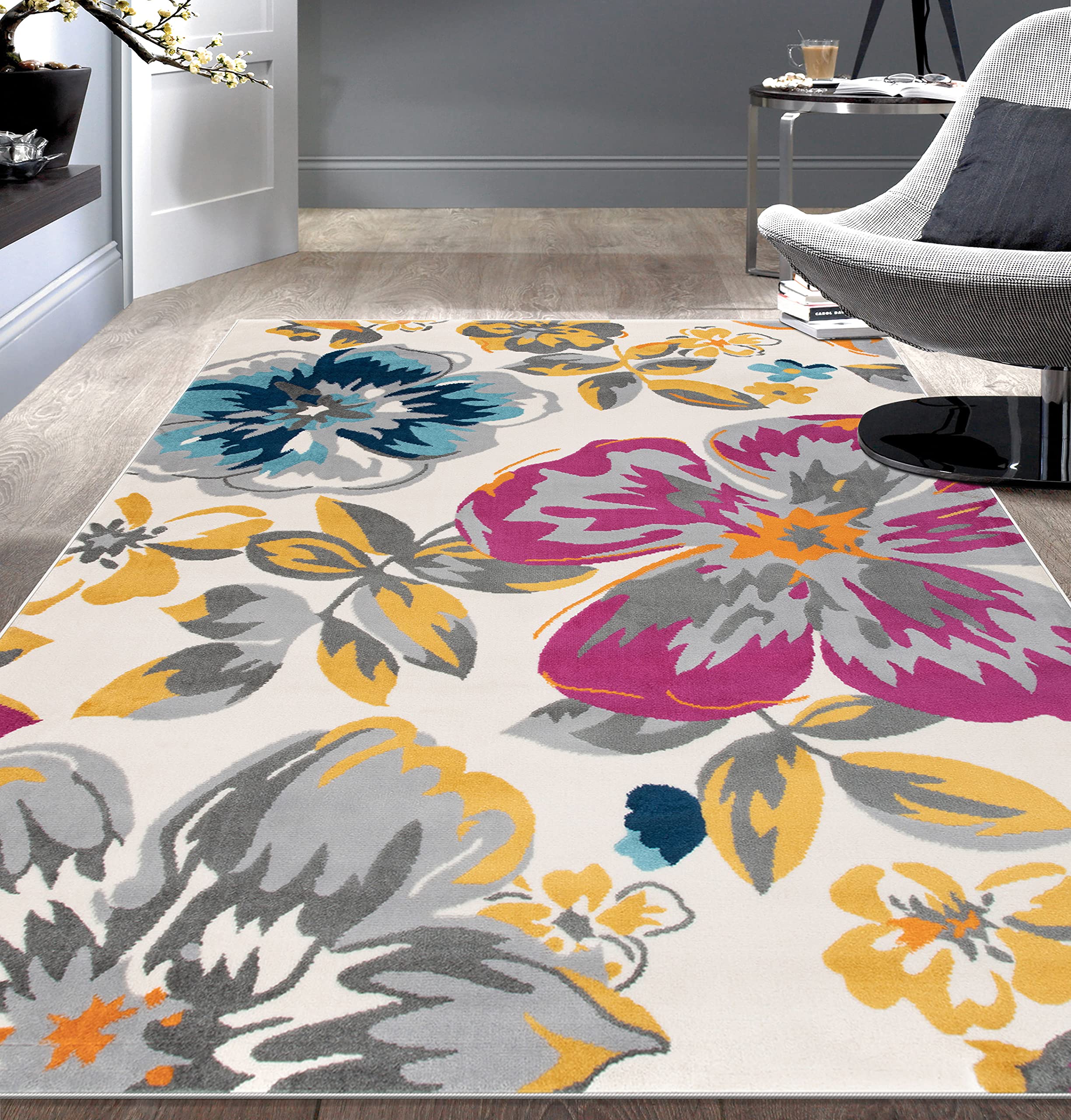 Modern Floral Area Rug 6'6
