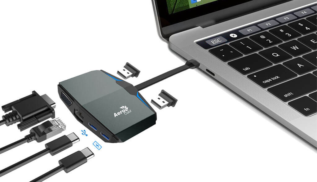 AeroCool USB Type C to Ethernet Adapter with 4K HDMI, USB 3.0 & PD Charging - High Speed Gaming & Office Connectivity for Laptop, MacBook, iPad Pro & More