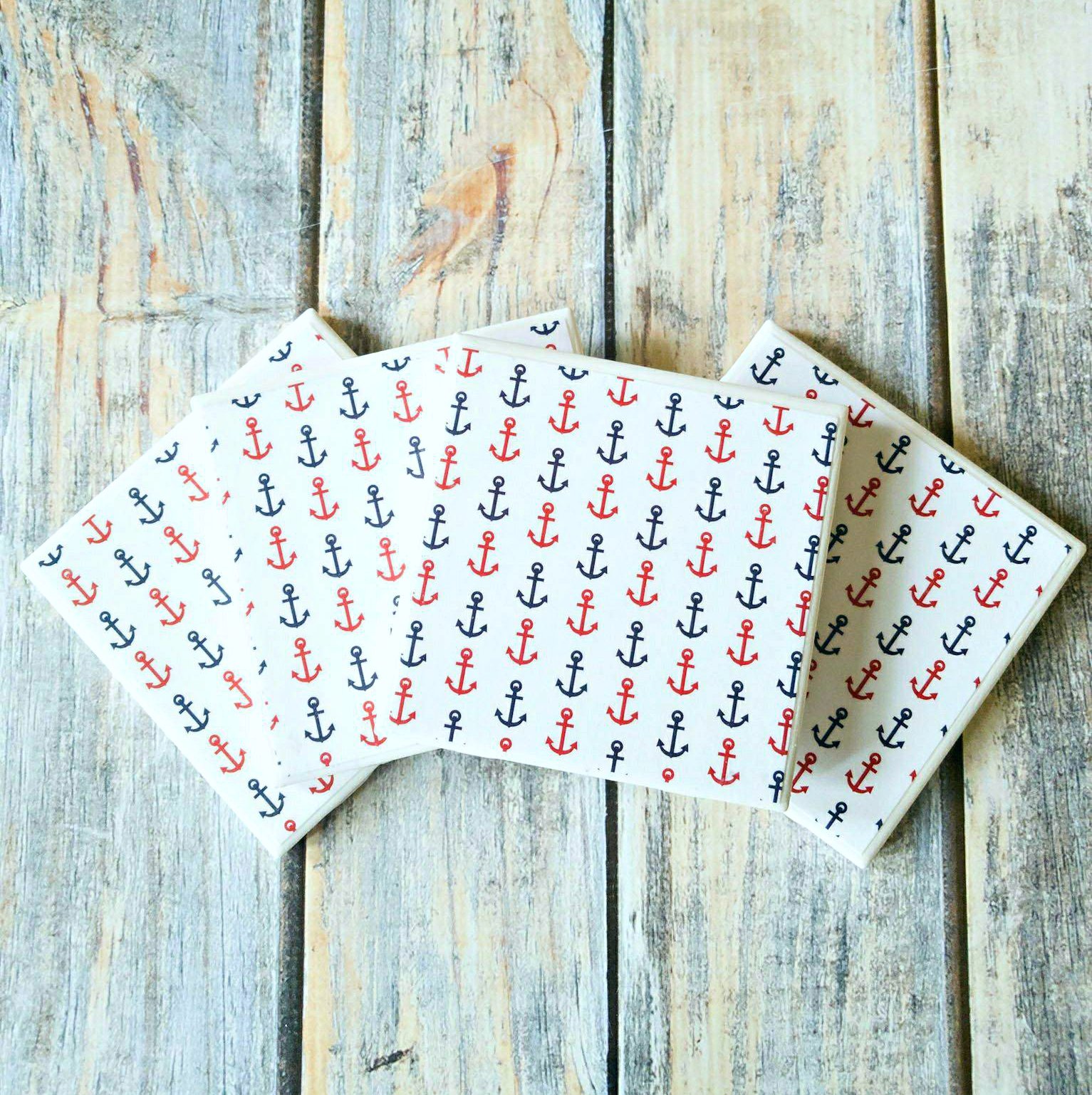 Ceramic Tile Coasters Set of 4 - Non-Slip Drink Coasters for Table Protection - Perfect for Coffee, Wine, and Beverage Use at Home, Office, or Restaurant