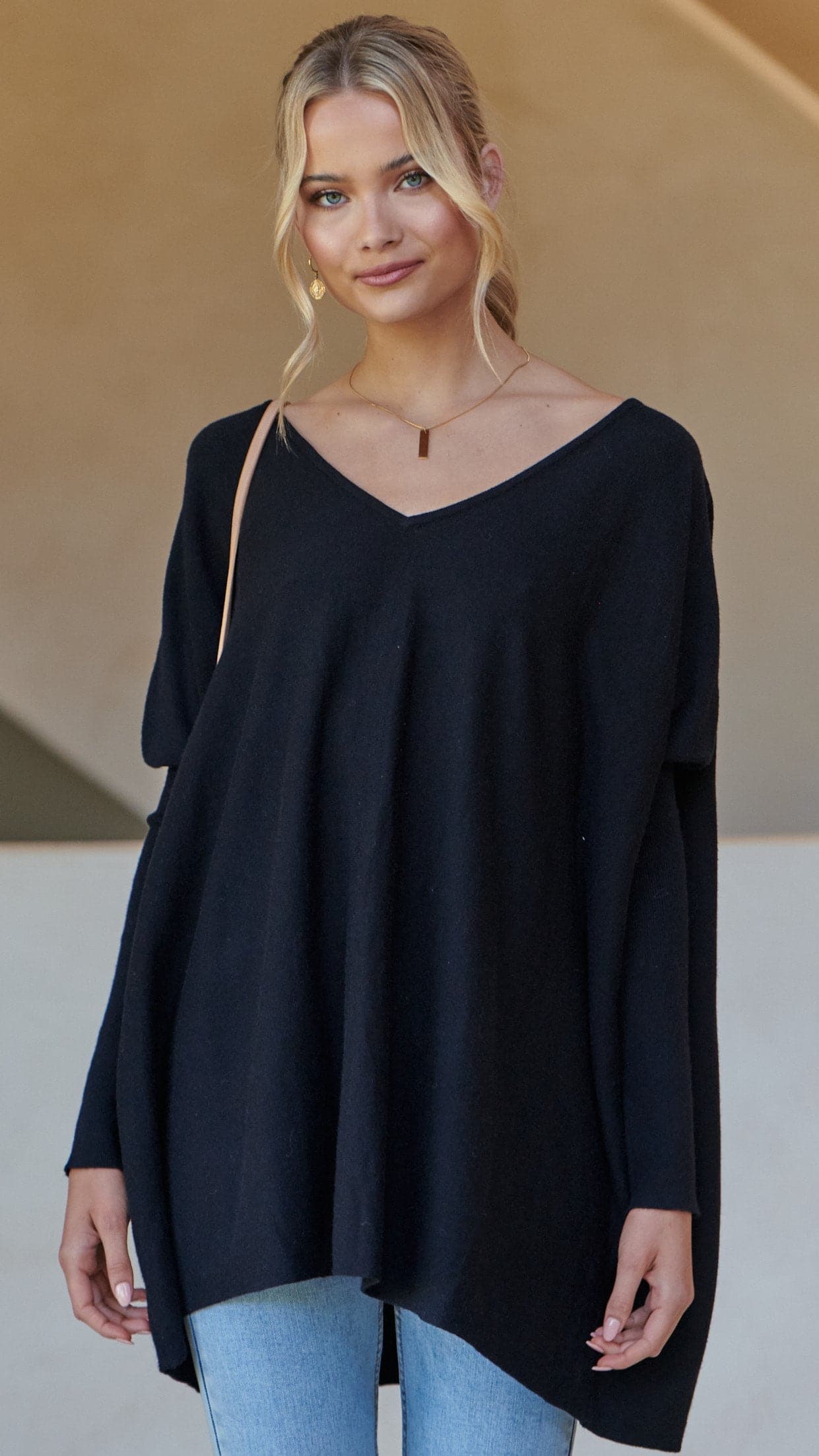 Amalia Knit Top for Women - Soft Stretch Casual T-Shirt, Black - Perfect for Everyday Wear, Office & Outings